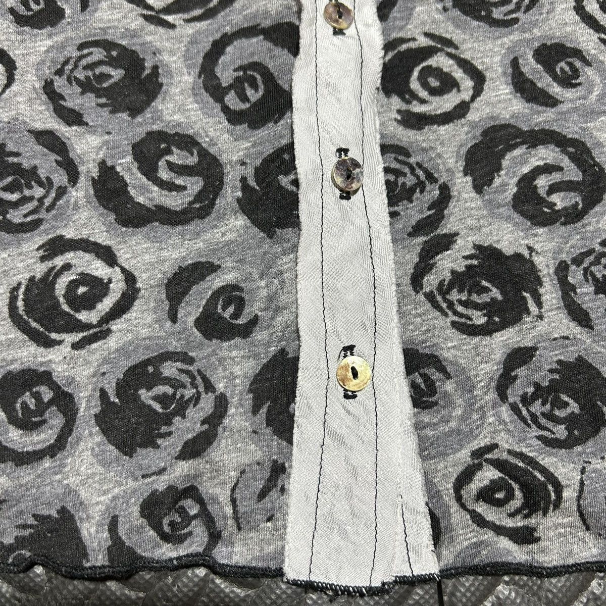 Other Vintage Cut Loose Cardigan Floral Contrast Placket Large Size L / US 10 / IT 46 - 3 Thumbnail