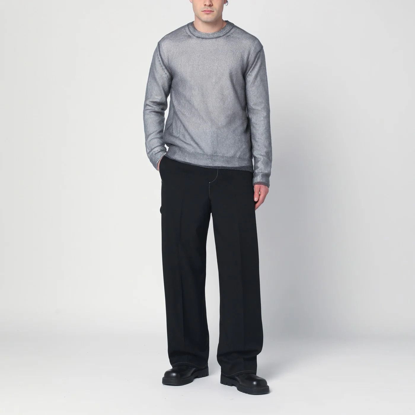 Jil Sander o1d2blof0526 Layered Jumper Sweater in Gray Size US L / EU 52-54 / 3 - 1 Thumbnail