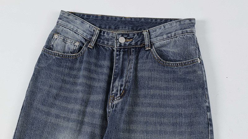 American retro vintage washed distressed jeans