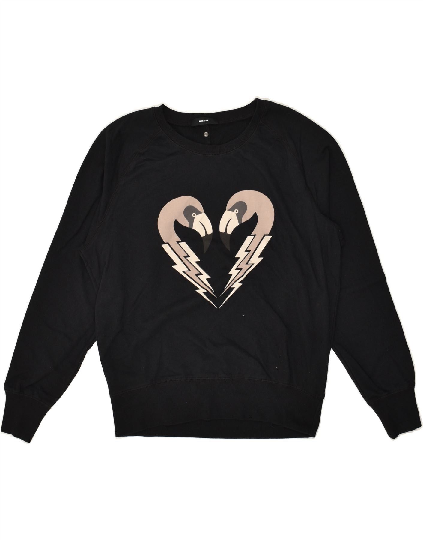 Diesel Womens Graphic Sweatshirt Jumper UK 10 Small Black Cotton Size S / US 4 / IT 40 - 1 Thumbnail