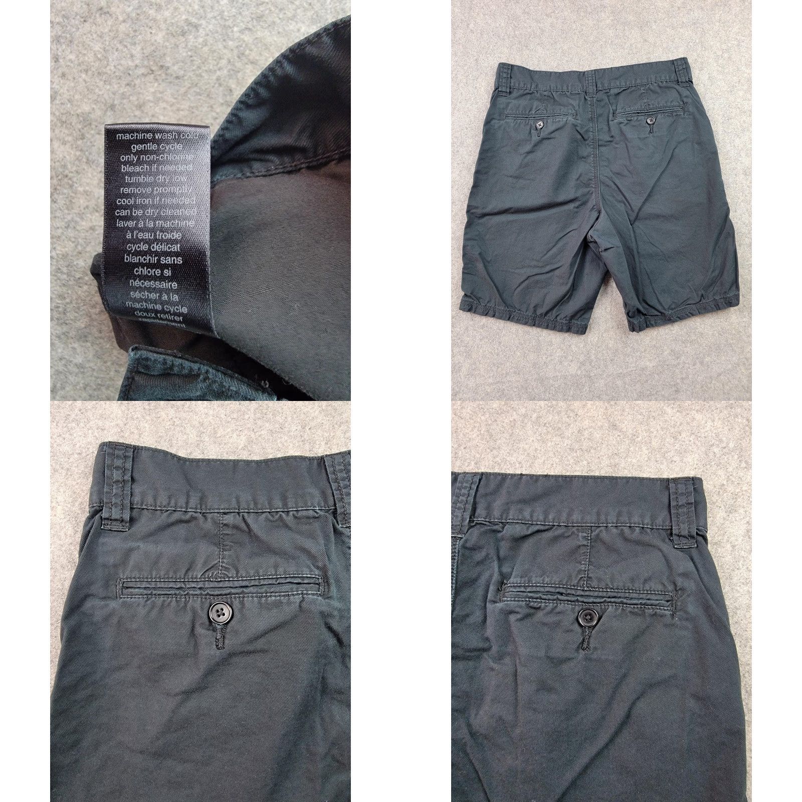 John Varvatos John Varvatos U.S.A. Shorts Mens 28 Black Cotton Twill Zip Fly Casual Chino Shorts, Flat Front, Pockets, VW Regular Fit, 8in Inseam, Solid, Mens Size US 28 / EU 44 - 8 Thumbnail
