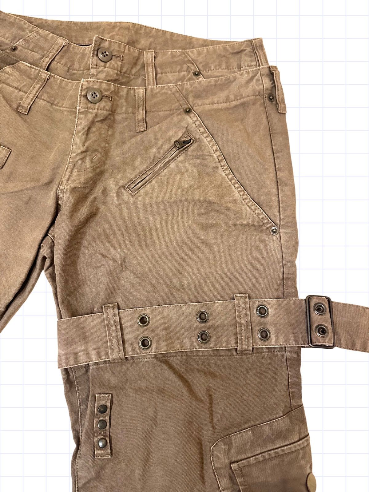 Japanese Brand × Vintage Vintage Double Waisted Japanese Twill Pants Denim Tan Brown Size US 32 / EU 48 - 5 Thumbnail