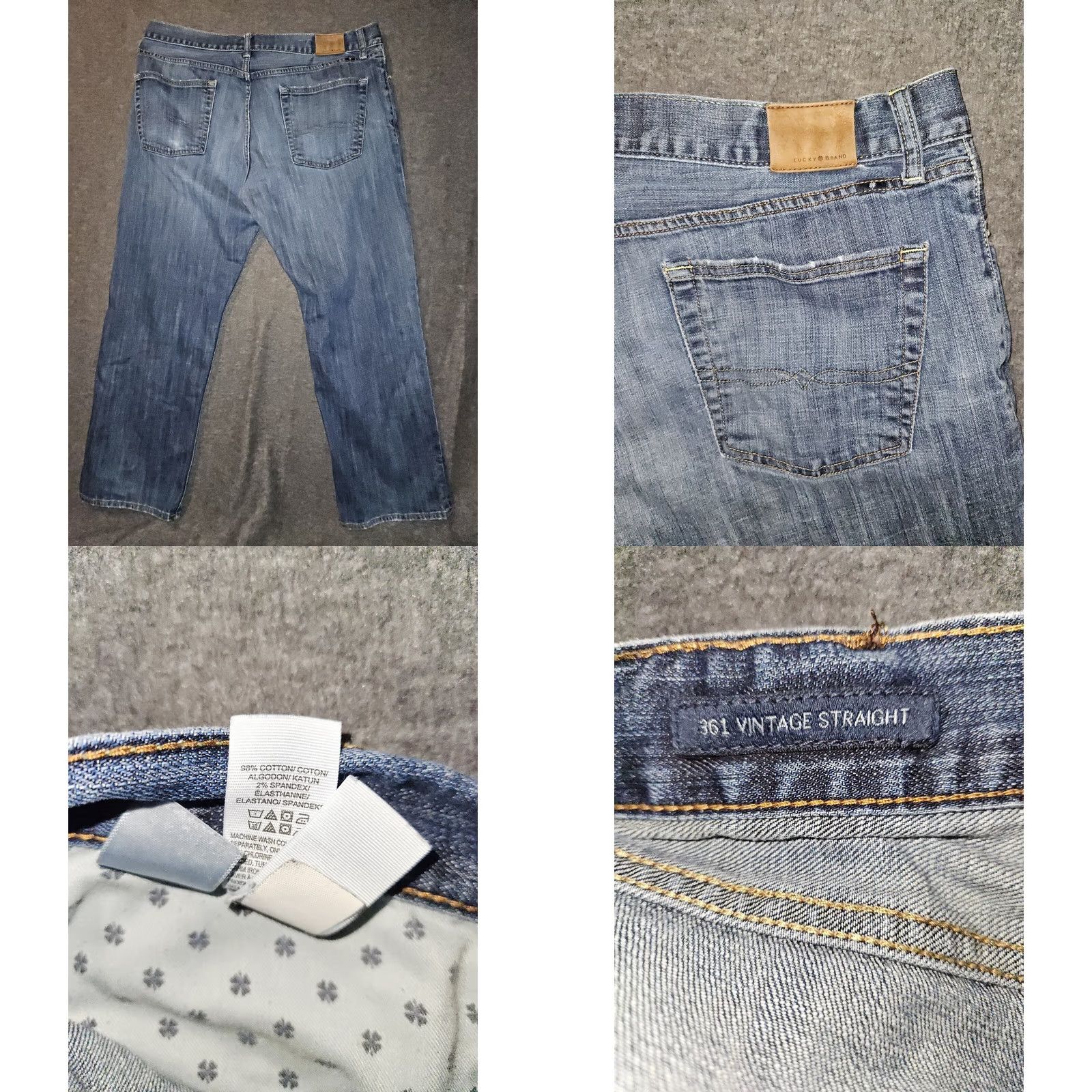 Lucky Brand Lucky Brand 361 Vintage Straight Jeans Men 38x30 Mid Rise Blue Distressed Regular Inseam 28 Size US 38 / EU 54 - 8 Thumbnail