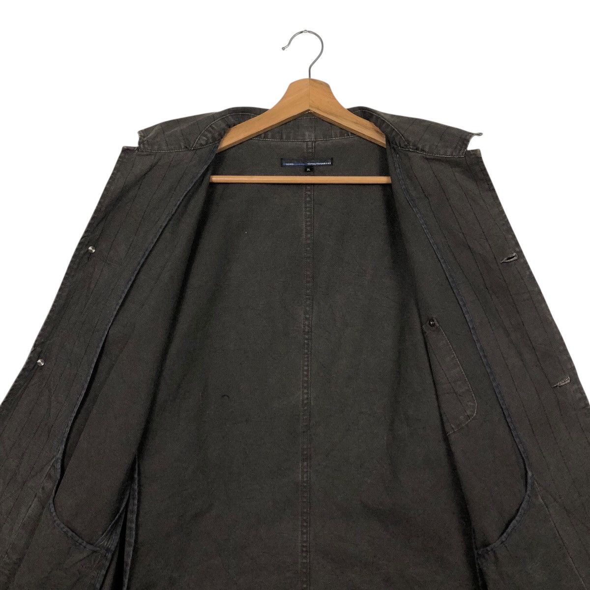 Japanese Brand Scyes Pinstripe Lightweight Mac Jacket Issey Miyake Hickory Size US L / EU 52-54 / 3 - 15 Thumbnail