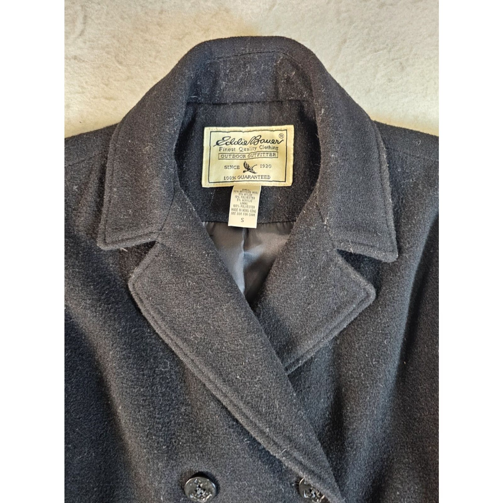 Eddie Bauer VINTAGE Eddie Bauer Peacoat Jacket Black Mens S Wool Double Breasted Style Classic Winter Size US S / EU 44-46 / 1 - 3 Thumbnail