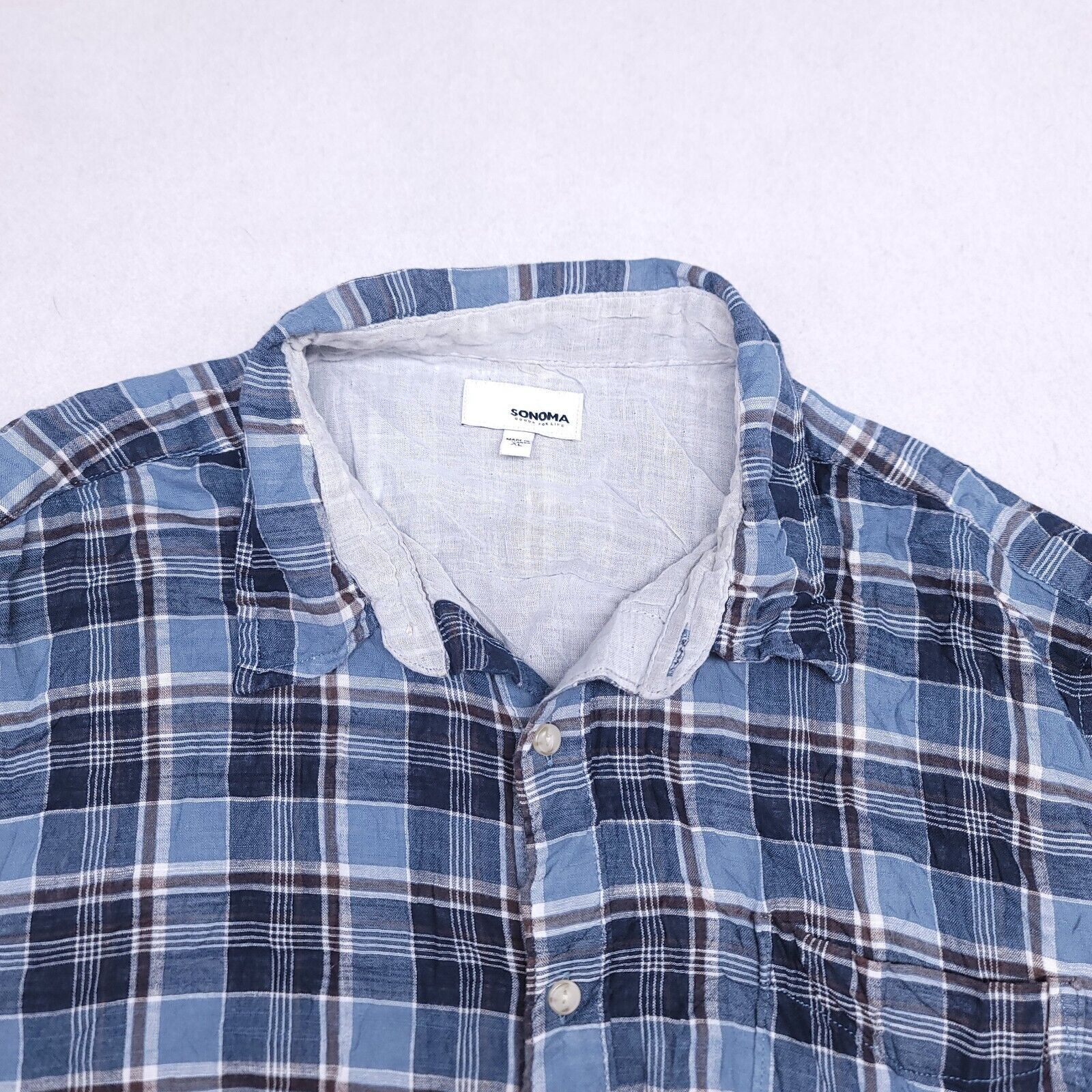 Sonoma Sonoma Madras Flannel Shirt Mens Size Extra Large XL Blue Size US XL / EU 56 / 4 - 1 Thumbnail