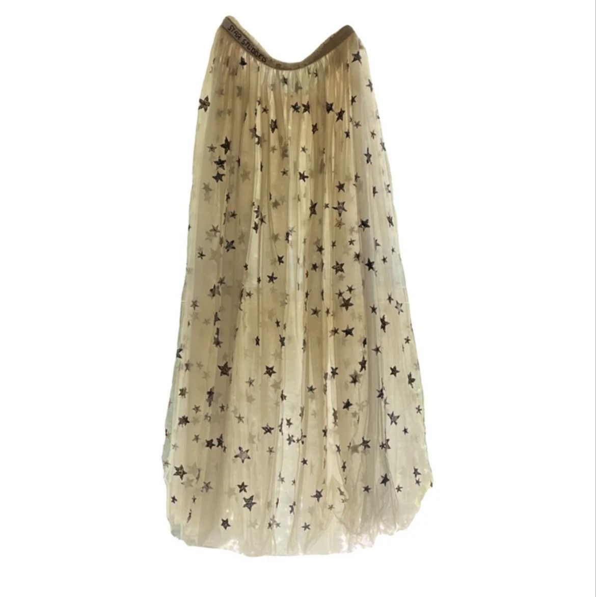 Valentino Valentino Cream STAR STUDDED Long Tulle Skirt W Sequin Stars Size 24" / US 00 / IT 34 - 1 Thumbnail