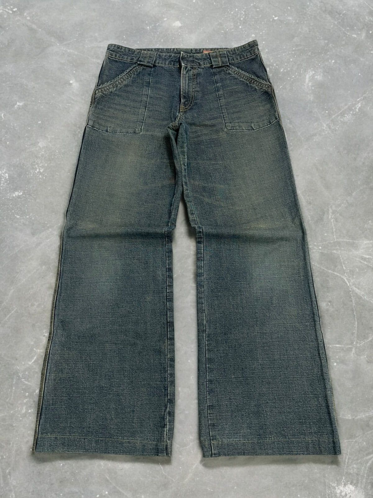 If Six Was Nine Crazy Y2K Mudwash I6W9 Wow Original Wide Leg Size US 29 - 1 Thumbnail