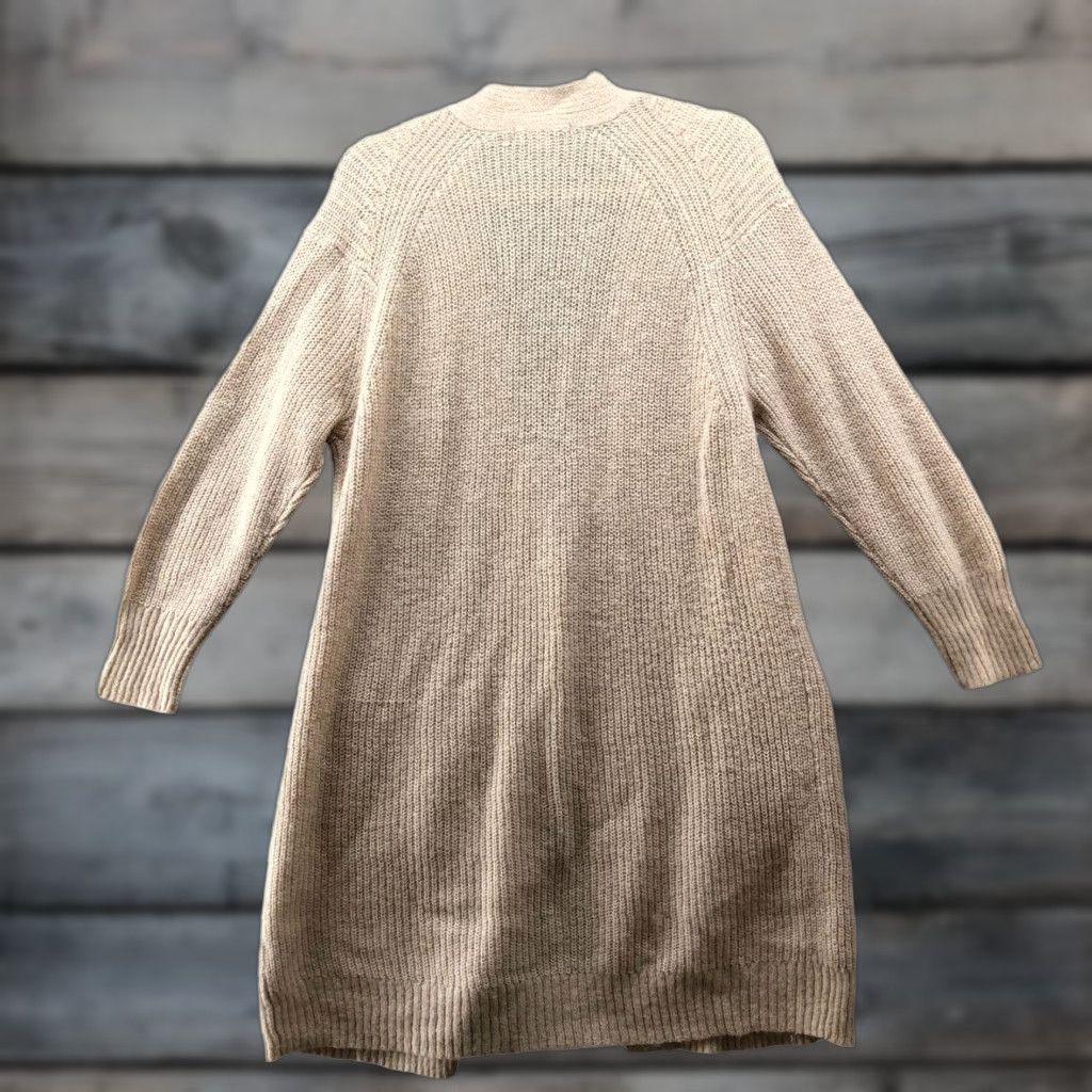 Uniqlo Uniqlo Cardigan Womens S Beige Button V-Neck Longline Mohair Wool Blend Long Cardigan Size S / US 4 / IT 40 - 1 Thumbnail