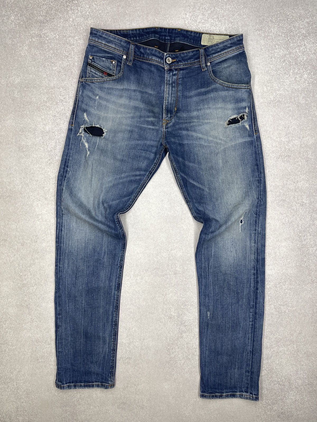 Mens Diesel Krayver Denim Jeans Blue With Holes Size 34
