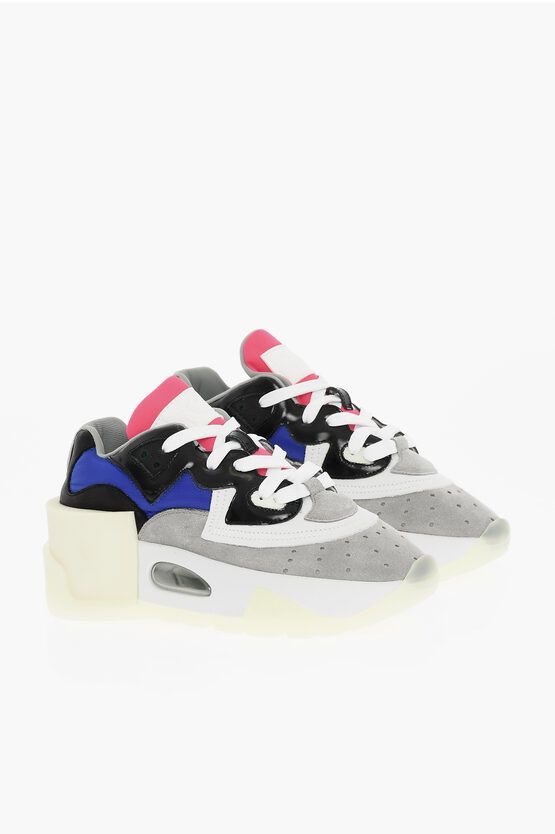 image of Maison Margiela Mm6 Suede And Fabric Sneakers With Chunky Sole, Women's (Size 5)