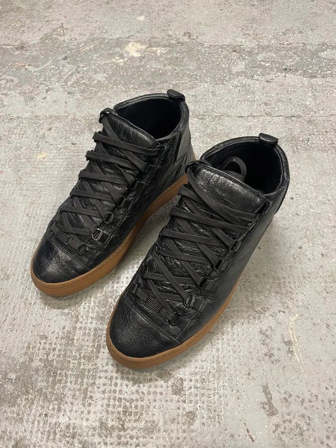 Balenciaga Balenciaga Arena Satin Cracked Leather High Sneakers Size US 7.5 / EU 40-41 - 5 Thumbnail