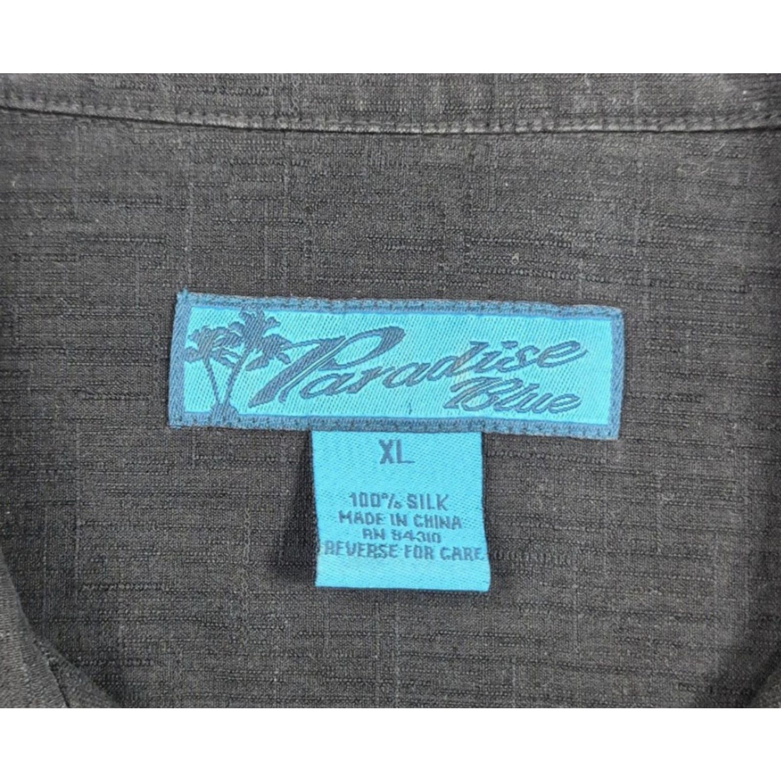 Paradise VTG Paradise Blue Hawaiian Shirt Mens XL Button Up Black Silk Palms Short Sleeve Size US XL / EU 56 / 4 - 3 Thumbnail
