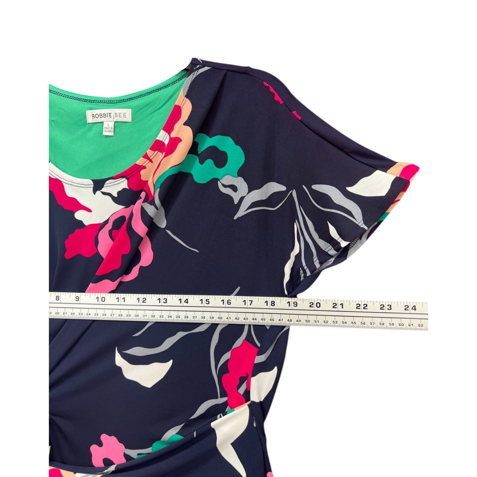 Other Robbie Bee - Women's Short Sleeve Floral Fit + Flare Dress - Size L / US 10 / IT 46 - 5 Thumbnail
