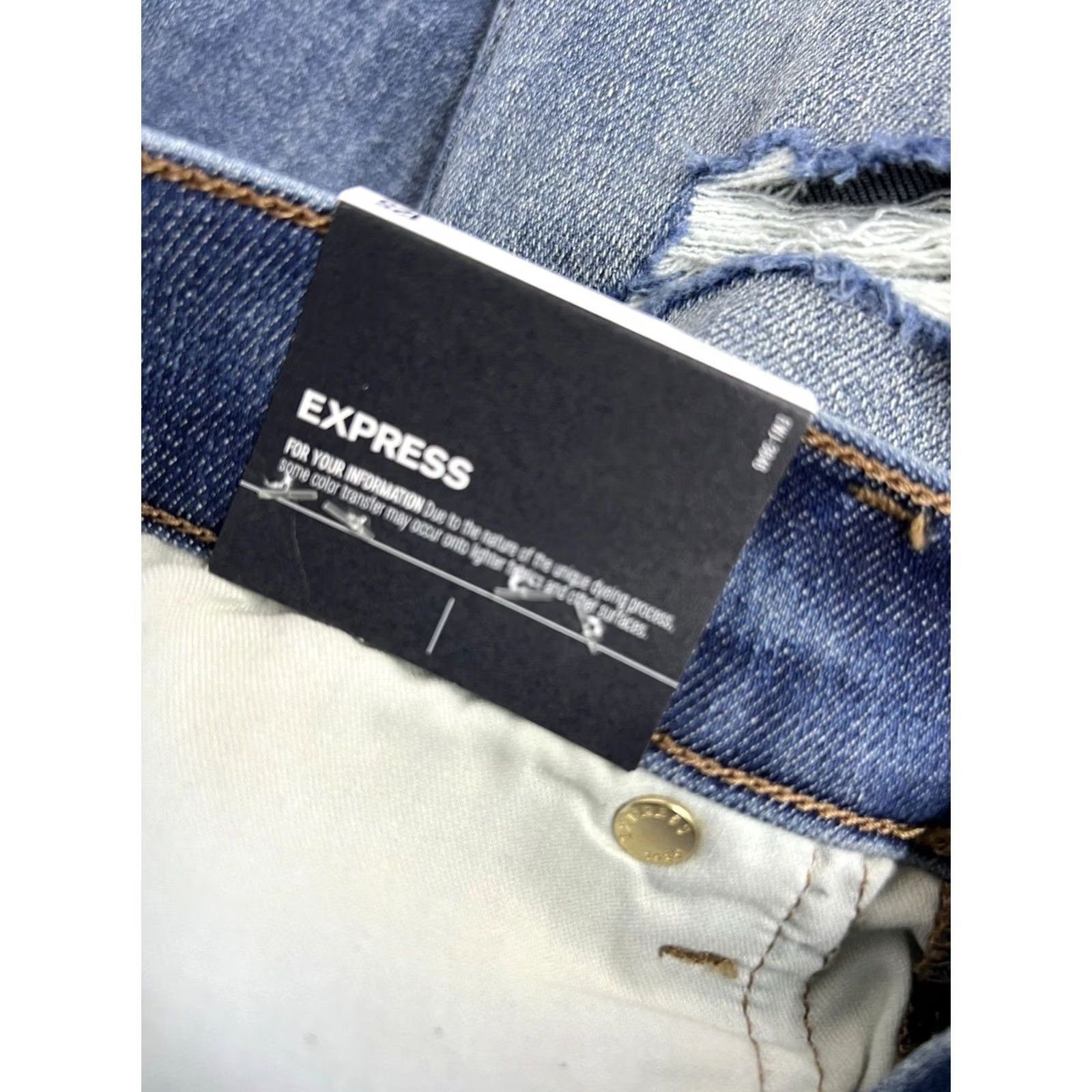 Express VINTAGE EXPRESS Skyscraper Midrise Jeans Distressed Womens 12P Short Blue Bootcut NWT Size 34" / US 12 / IT 48 - 7 Thumbnail
