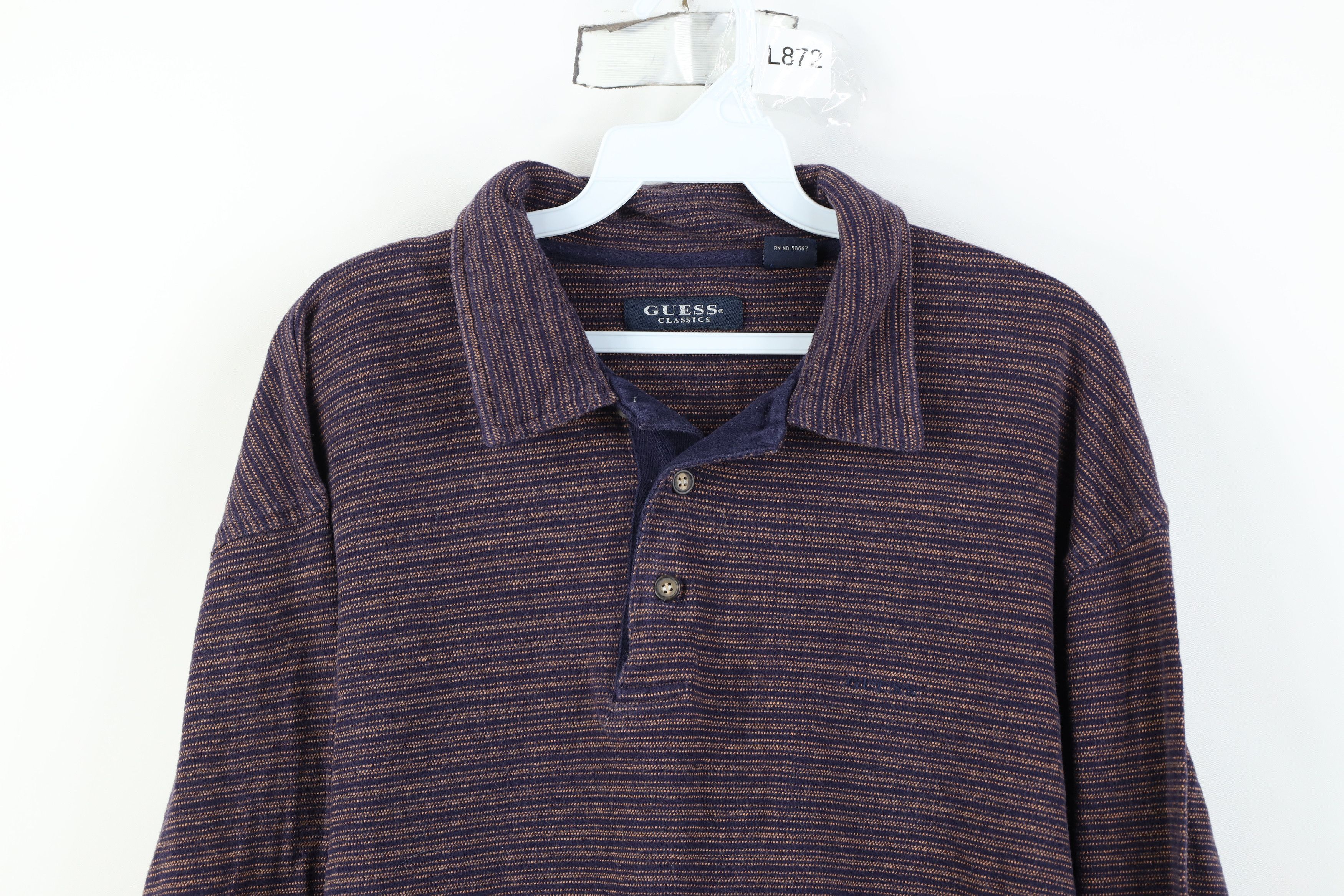 Guess Vintage 90s Guess Striped Long Sleeve Rugby Polo Shirt Size US XL / EU 56 / 4 - 2 Thumbnail