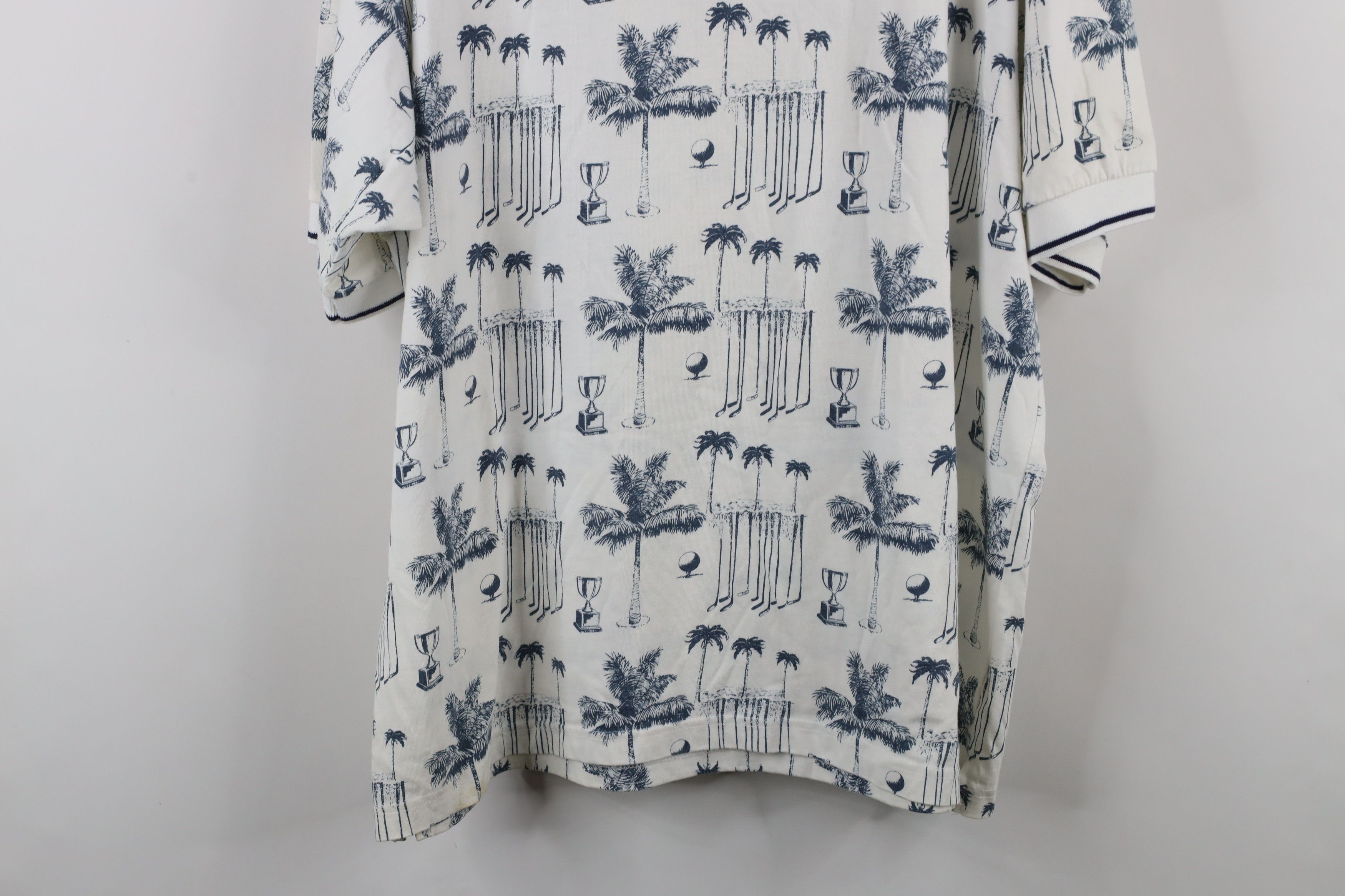 Vintage Vintage 90s All Over Print Golf Palm Tree Polo Shirt White Size US XXL / EU 58 / 5 - 14 Thumbnail