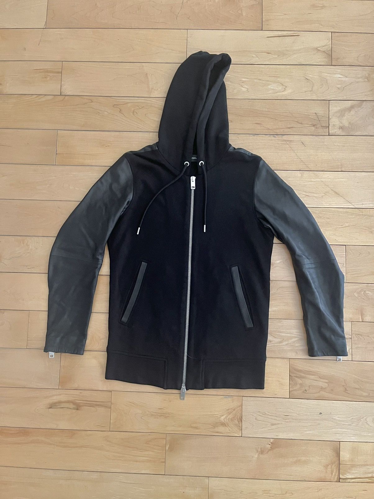 Diesel NWOT - Diesel Lambskin Sleeves Heavy L-Mifun Biker Hoodie Size US XS / EU 42 / 0 - 1 Thumbnail