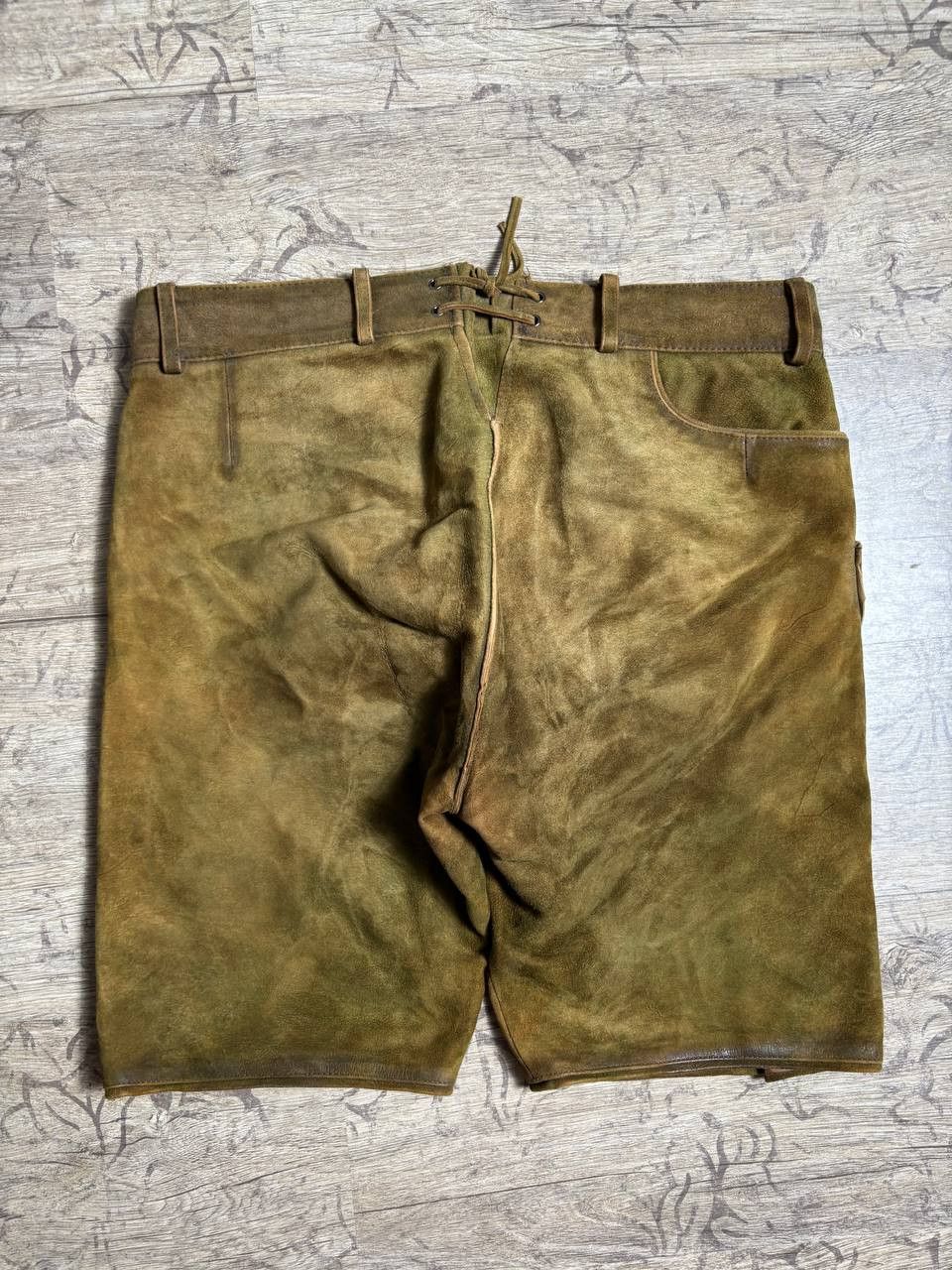 Cowboy Equipment Lederhosen German Brown Leather Retro Shorts sz 50 (34) Size US 34 / EU 50 - 6 Thumbnail