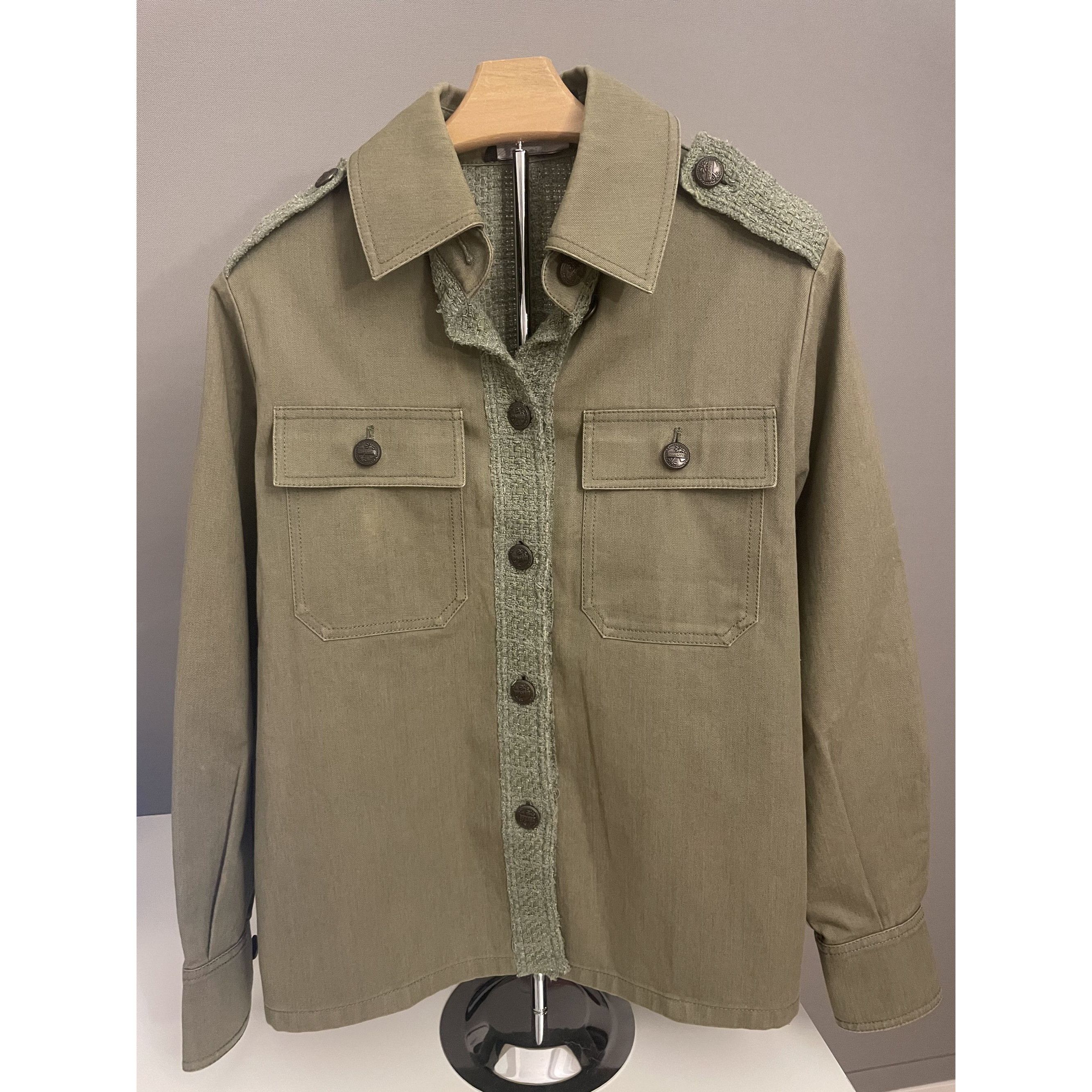 Chanel Chanel Military-Inspired Olive Green Jacket With Textured Tw Size XXS / US 00 / IT 34 - 1 Thumbnail