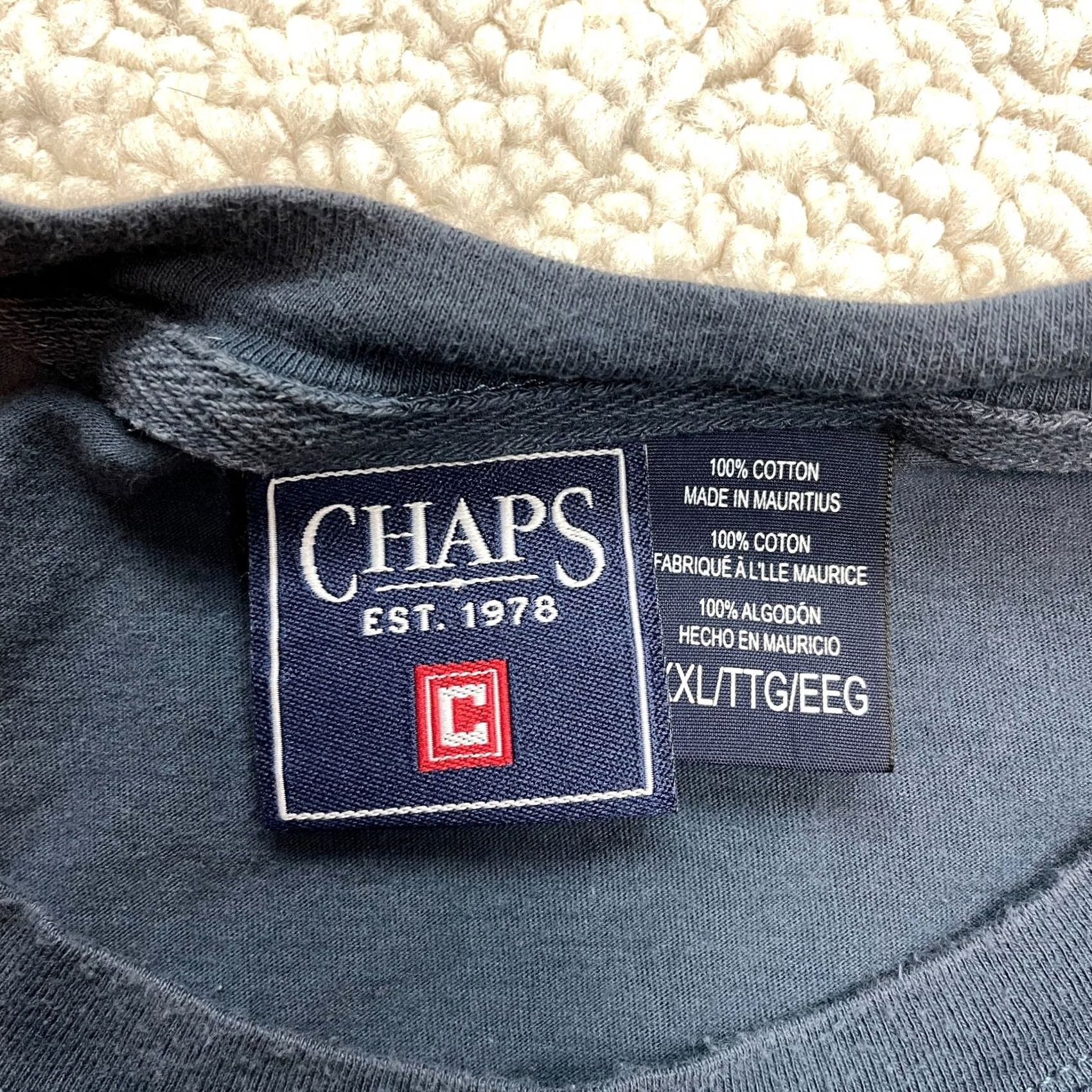 Chaps Chaps Shirt Mens 2XL Blue Cotton Logo Crew Neck Short Sleeve T-Shirt Top Adult Regular (Note: If needed, remove extra spaces) Size US XXL / EU 58 / 5 - 6 Thumbnail