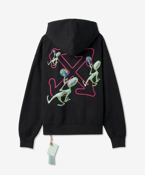 Off-White o1in1s1024 Q:1 / Alien Arrow Skate Hoodie in Black/Green Size US XXS / EU 40 - 2 Thumbnail