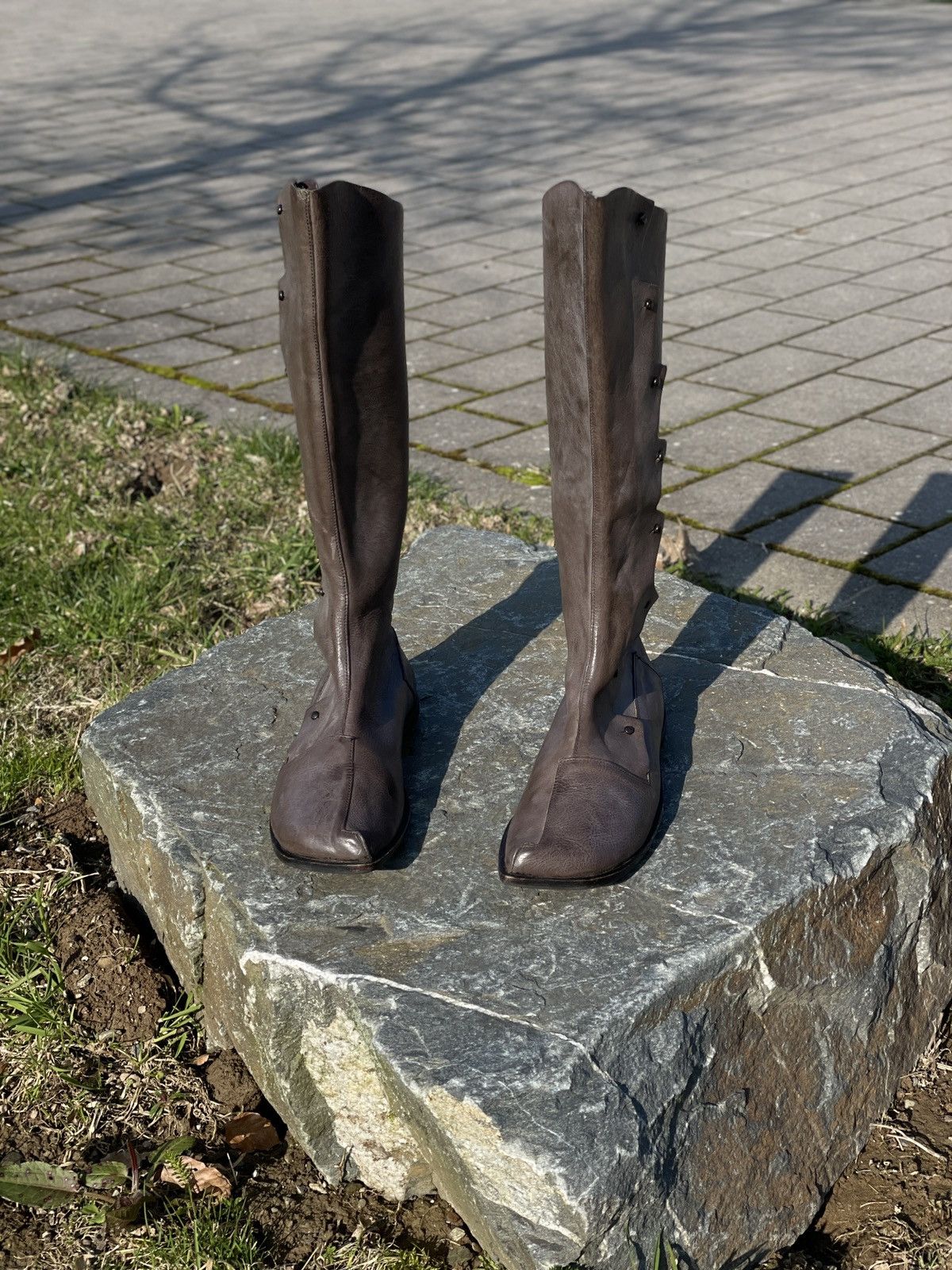 CYDWOQ RARE RUGGED Hand Made USA Leather Knee High Hessian Boots 40 Size US 9.5 / IT 39.5 - 7 Thumbnail