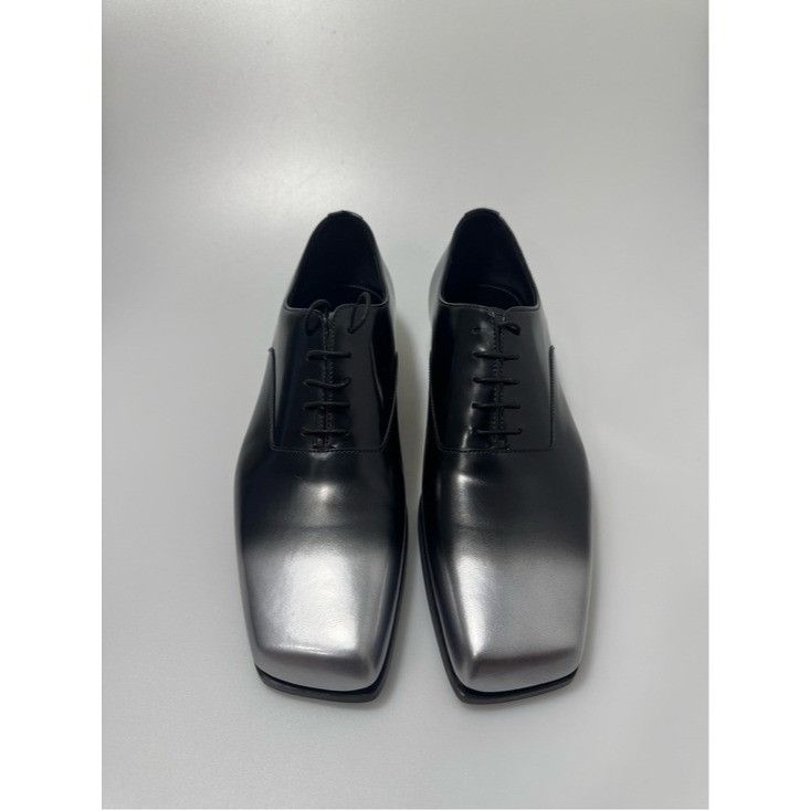 Prada PRADA Runway Silver Square Toe Dress Shoes 2EA165 Black Men’ Size US 8.5 / EU 41-42 - 2 Thumbnail