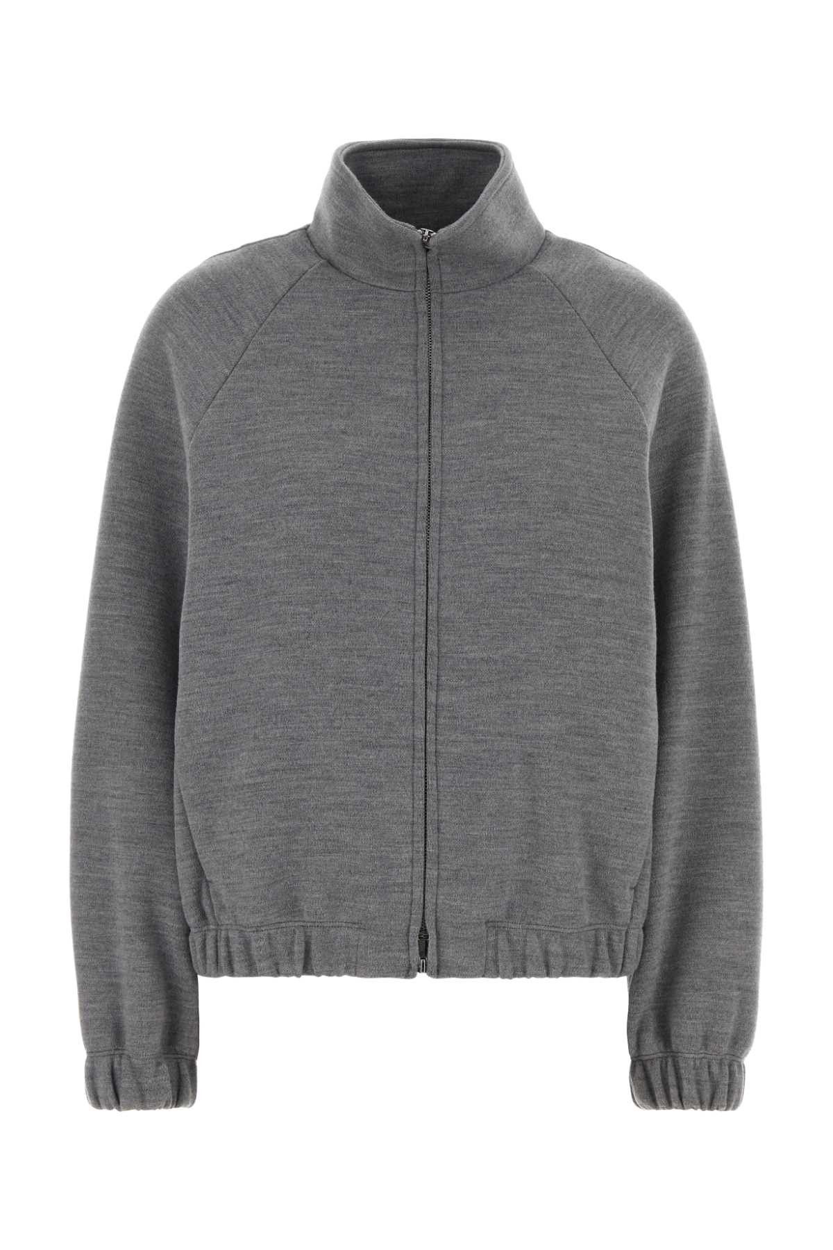 Max Mara Melange Grey Wool Blend Frine Oversize Sweatshirt Size L / US 10 / IT 46 - 1 Thumbnail