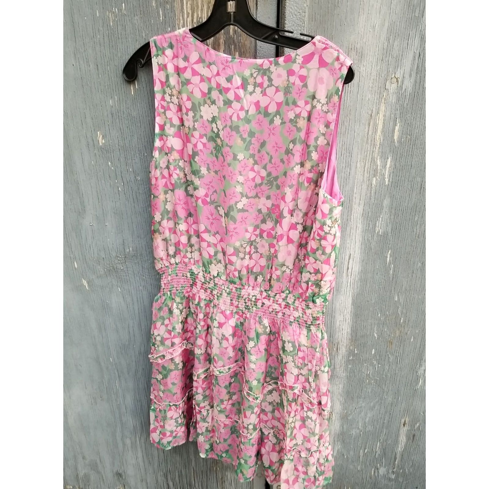 Vineyard Vines VINEYARD VINES Mini Dress Daisy Print V-Neck Smocked Sleeveless Pink XS Women Short New Size XS / US 0-2 / IT 36-38 - 5 Thumbnail