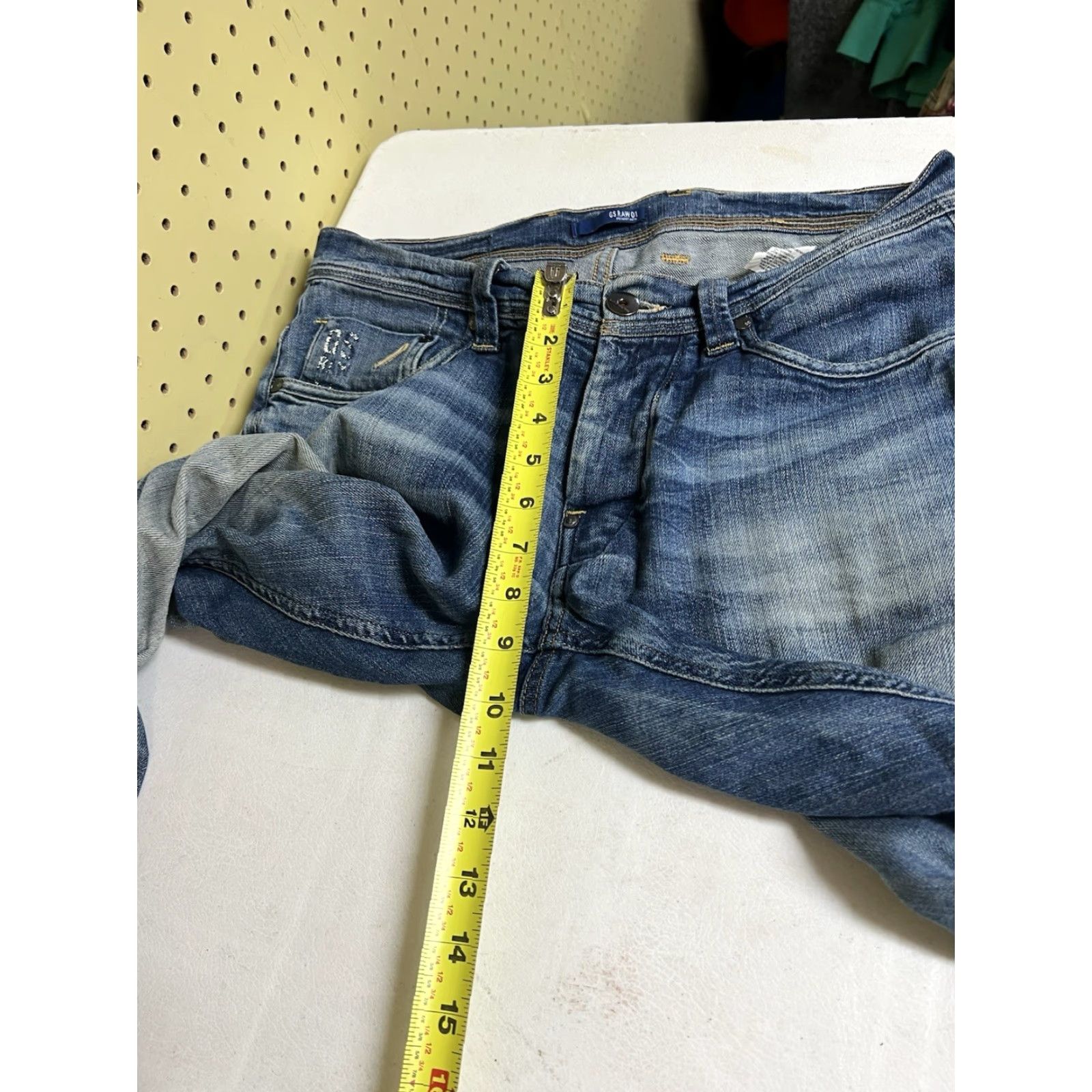 G-Star VINTAGE G-Star Jeans - Denim Low 32x34 Button Fly - 32/34 Inseam - Blue - Regular - Mens - Straight - Stars - 01 Raw Fade Size US 32 / EU 48 - 6 Thumbnail