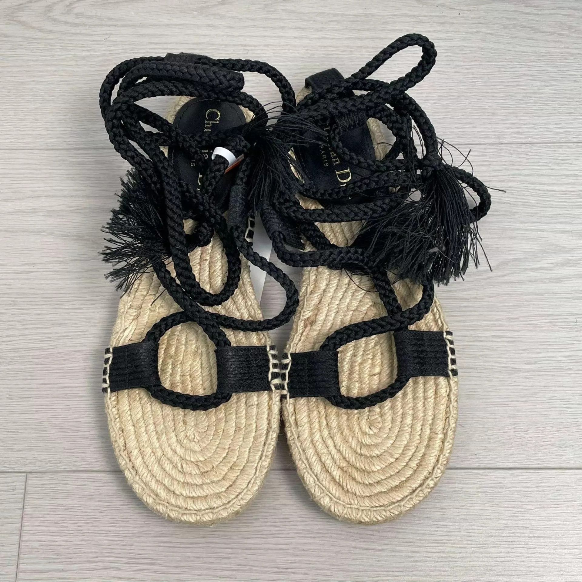 Dior Dior strappy woven black sandals 39 9/10 Size US 8.5 / IT 38.5 - 3 Thumbnail