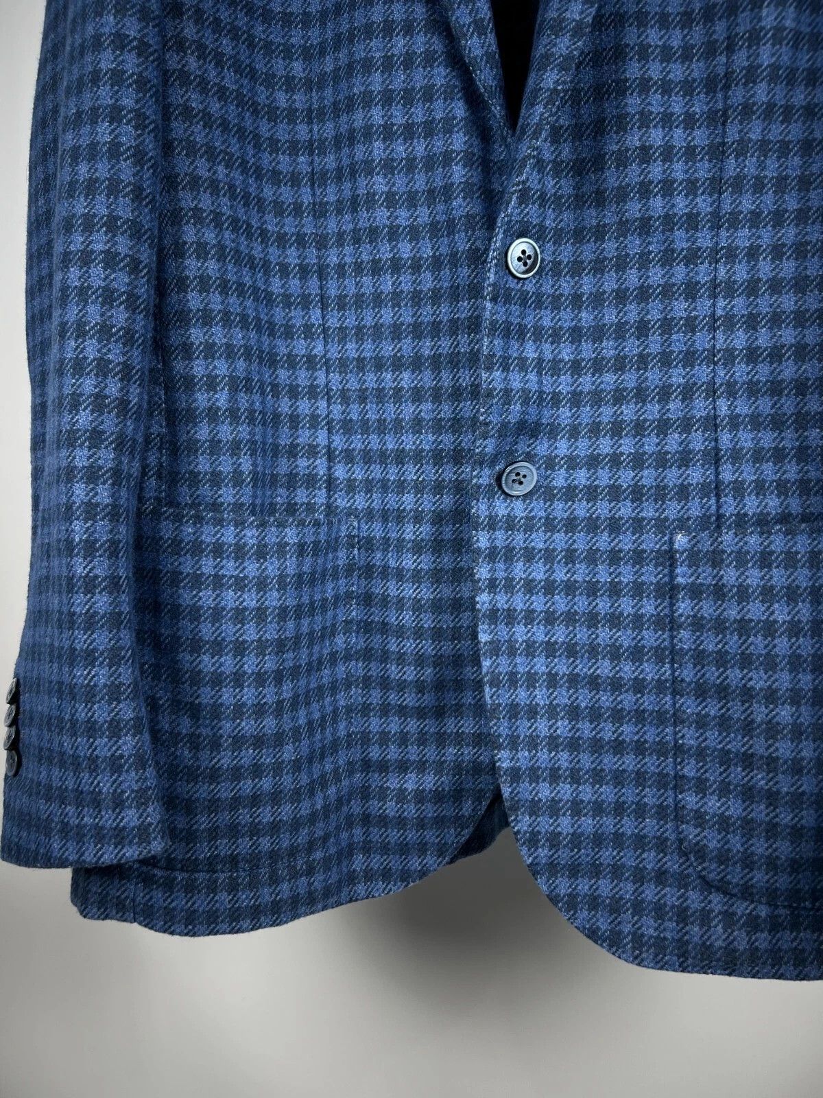Boggi Milano Check Unlined Wool Blend Patch Pocket Blazer