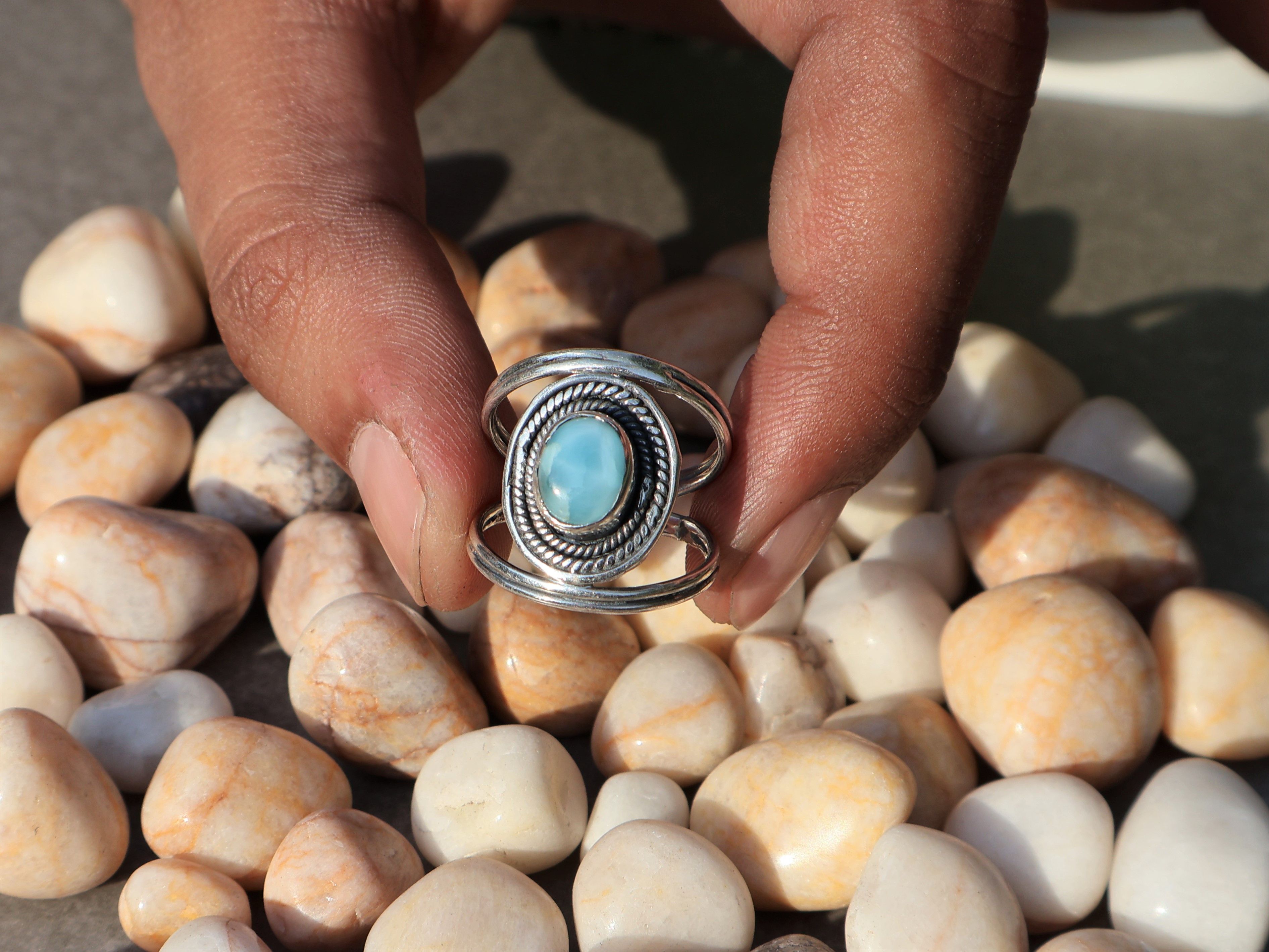 Handmade Larimar Ring, 925 Sterling Silver Ring, Handmade Women Ring, Size ONE SIZE - 4 Thumbnail
