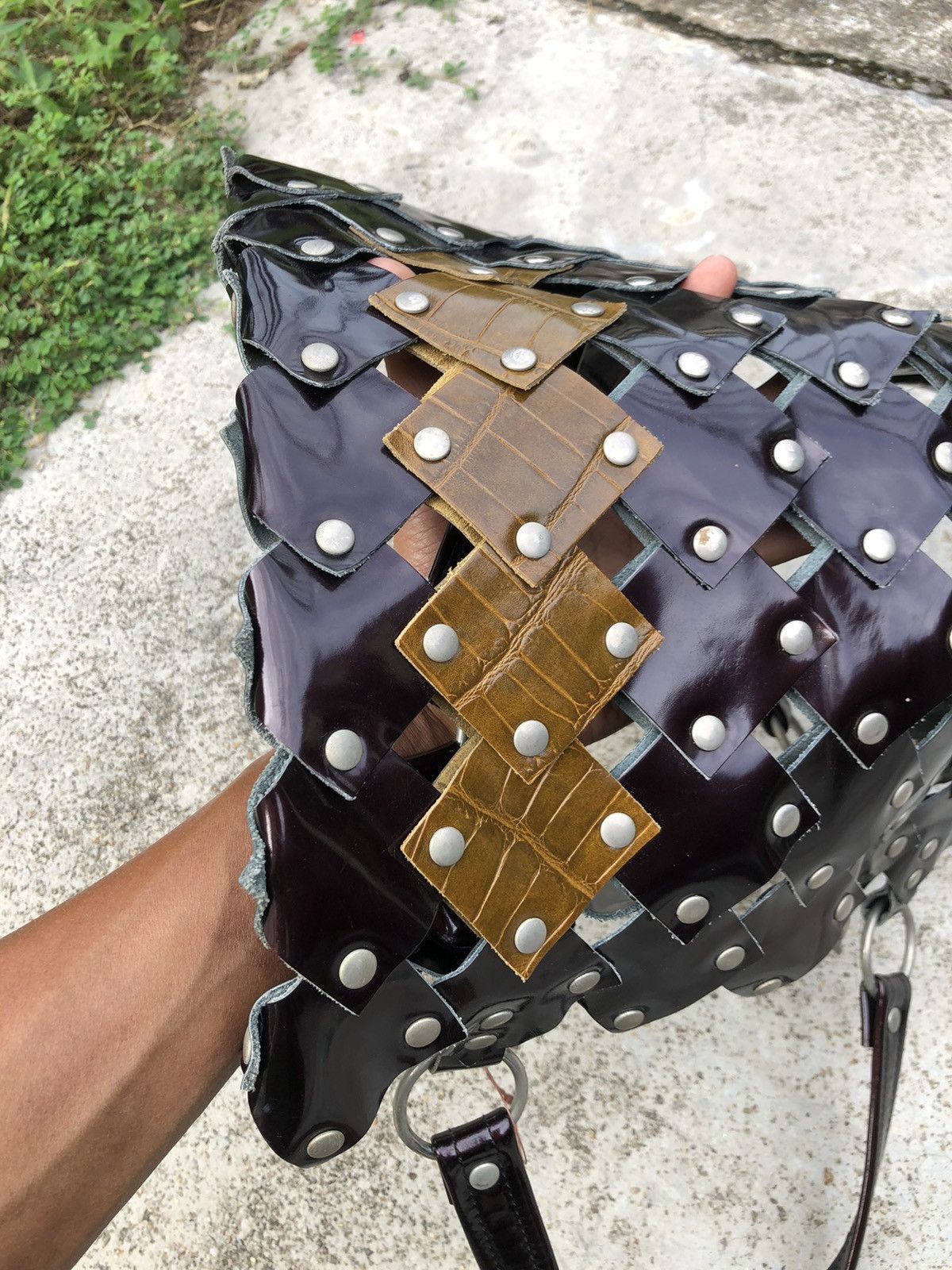 Leather NETTING RIVETED TOTE BAG Size ONE SIZE - 8 Thumbnail