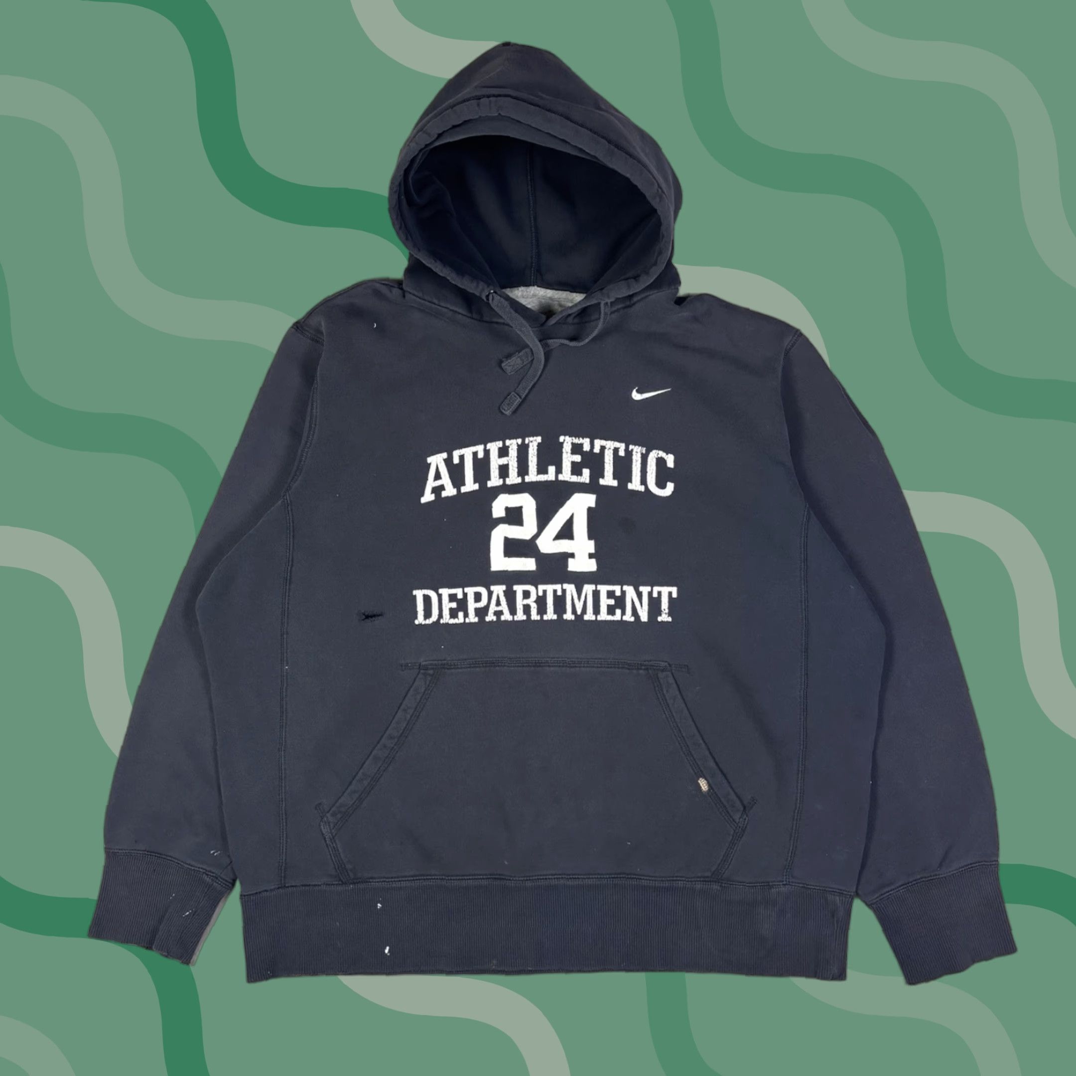 Nike VINTAGE Nike Athletic Department Black Hoodie Mens XL Distressed Size US XL / EU 56 / 4 - 1 Thumbnail