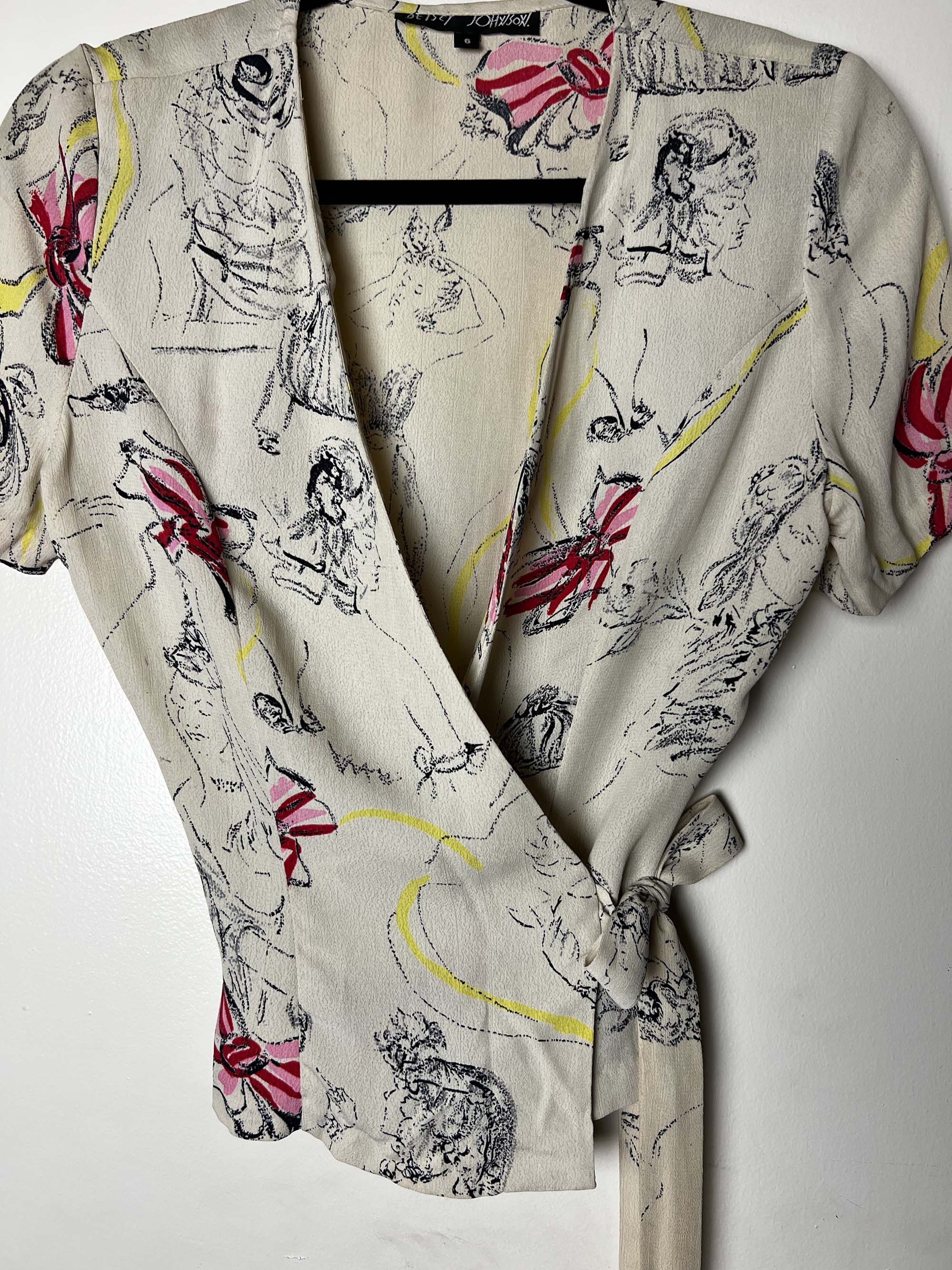 Betsey Johnson Vintage 1970's-1980's Betsy Johnson "Alley Cat" Blouse Size M / US 6-8 / IT 42-44 - 3 Thumbnail