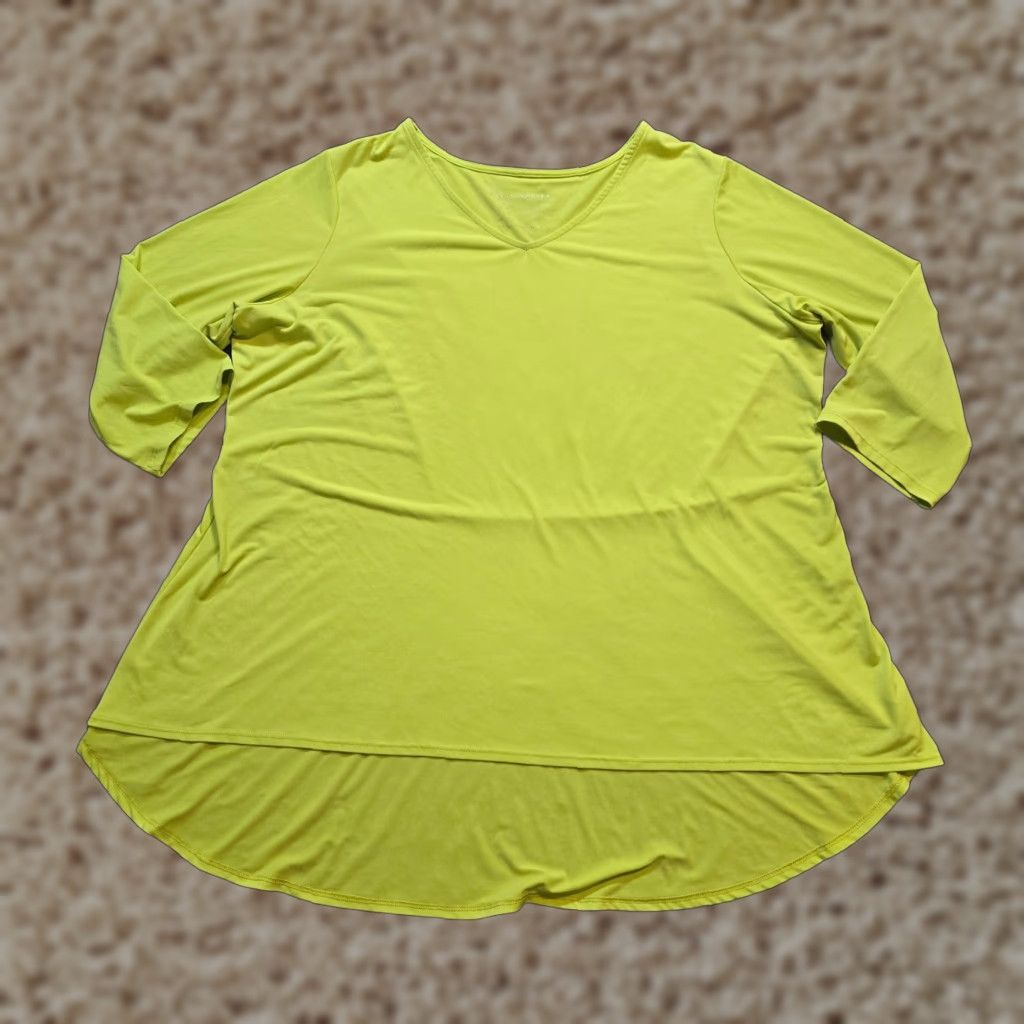 Vintage Susan Graver Blouse Women 2X Green Knit A Line Short Sleeve Casual Basic Career Womens Size XXL / US 16-18 / IT 52-54 - 1 Thumbnail