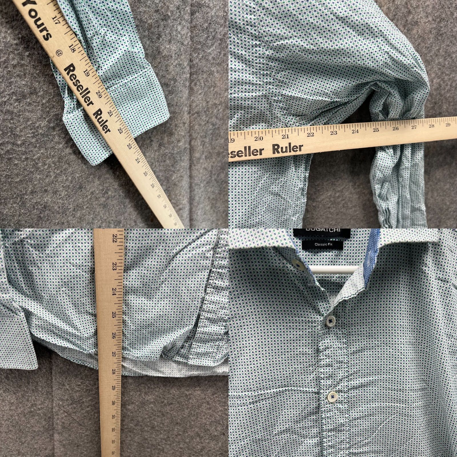 BUGATCHI VINTAGE Bugatchi Uomo Shirt Men Medium Blue White Button Down Classic Fit Polka Dots Size US M / EU 48-50 / 2 - 8 Thumbnail