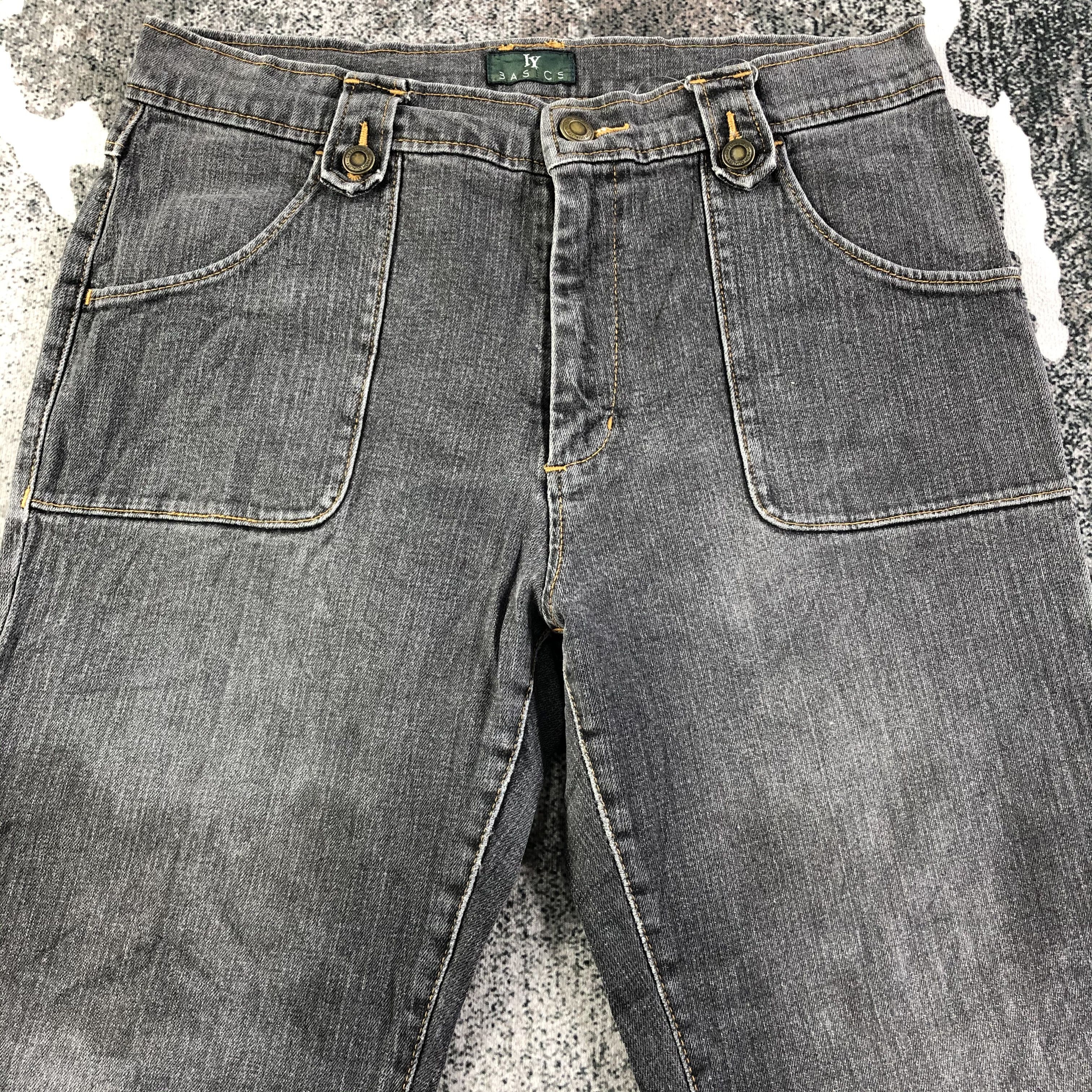 Japanese Brand IY Basics Bush Pants Jeans Faded Black Flare Denim KJ1653 Size US 28 / EU 44 - 3 Thumbnail