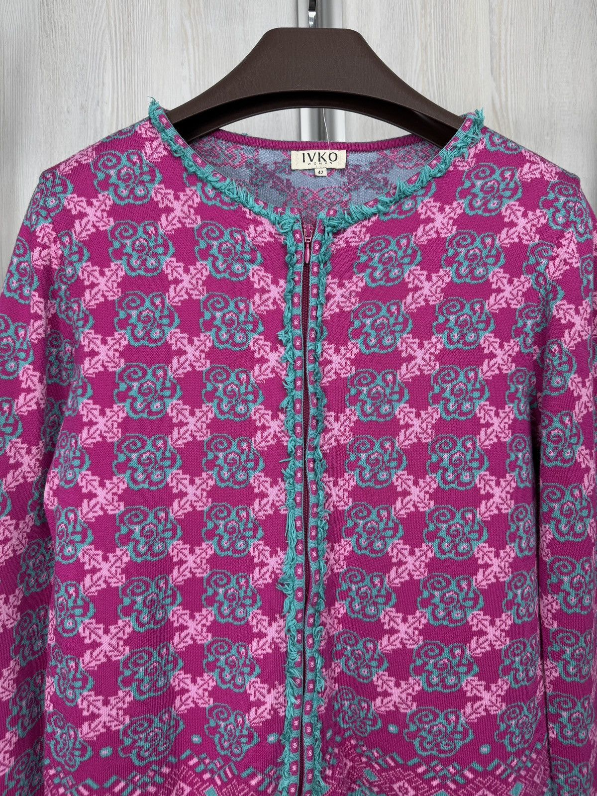 Other Ivko Womens Jacquard Cardigan Jacket size 42 Size XL / US 12-14 / IT 48-50 - 3 Thumbnail