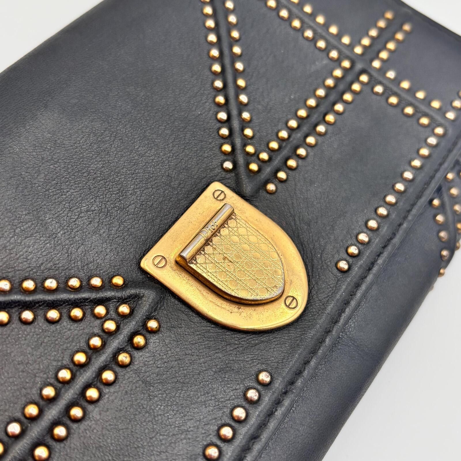 Dior Christian Dior Studded Leather Chain Wallet / Clutch – Black Size ONE SIZE - 5 Thumbnail