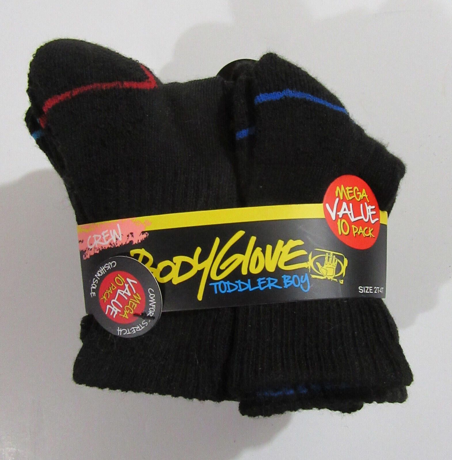 Body Glove Toddler Boys Body Glove Crew Socks Black 10 pack Size 2T-4T Size ONE SIZE - 1 Thumbnail