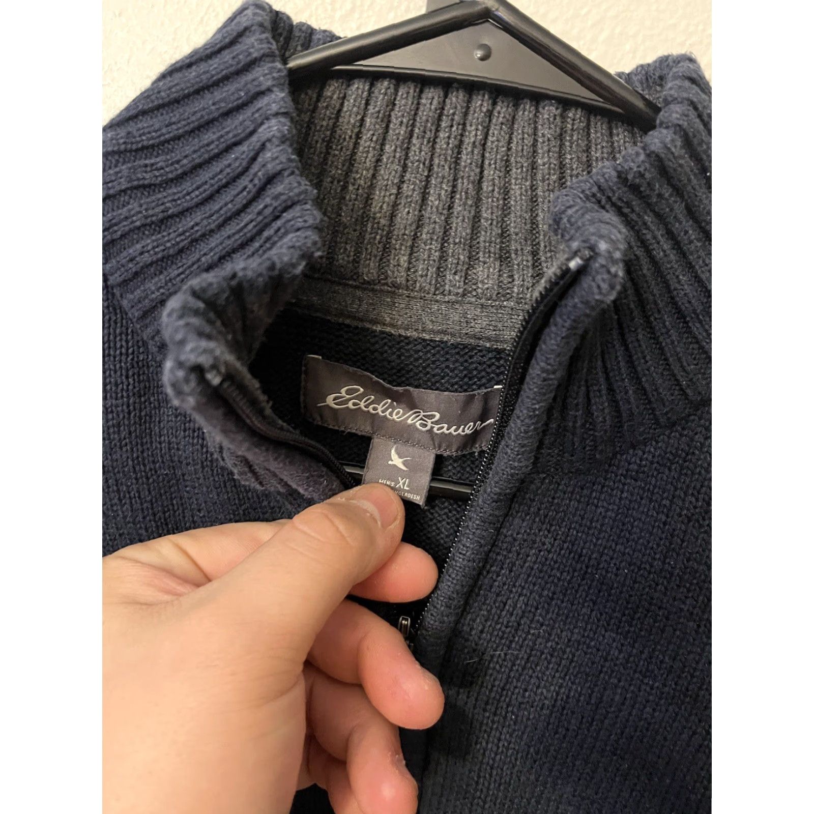 Eddie Bauer VINTAGE Eddie Bauer Sweater Shirt 1/4 Zip Cotton Navy XL Mens Pullover 1/4 Zip Blue Size US XL / EU 56 / 4 - 3 Thumbnail