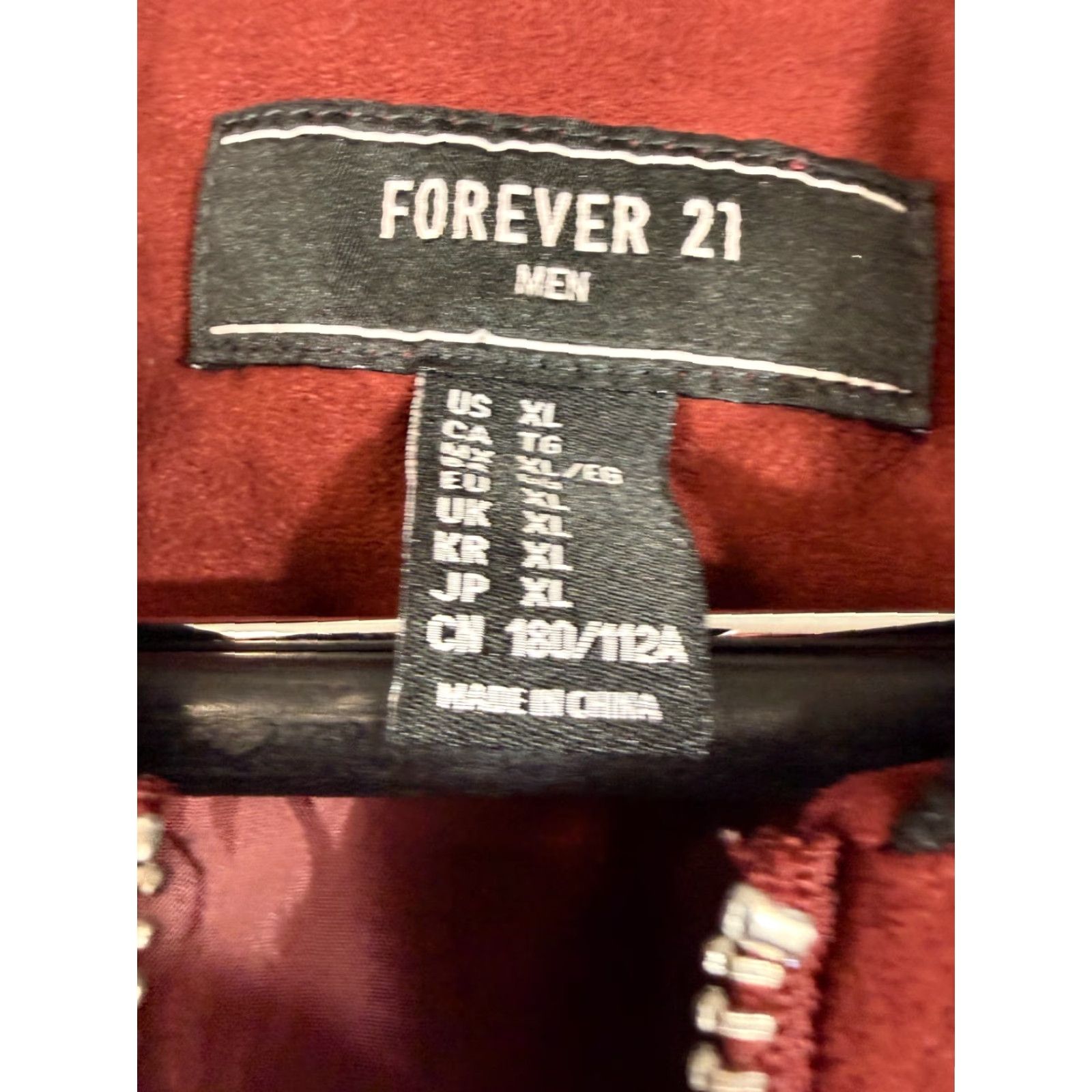 Forever 21 Forever 21 Bomber Jacket Mens XL Red Black Ribbed Knit Trim Full-Zip Jacket Size US XL / EU 56 / 4 - 7 Thumbnail