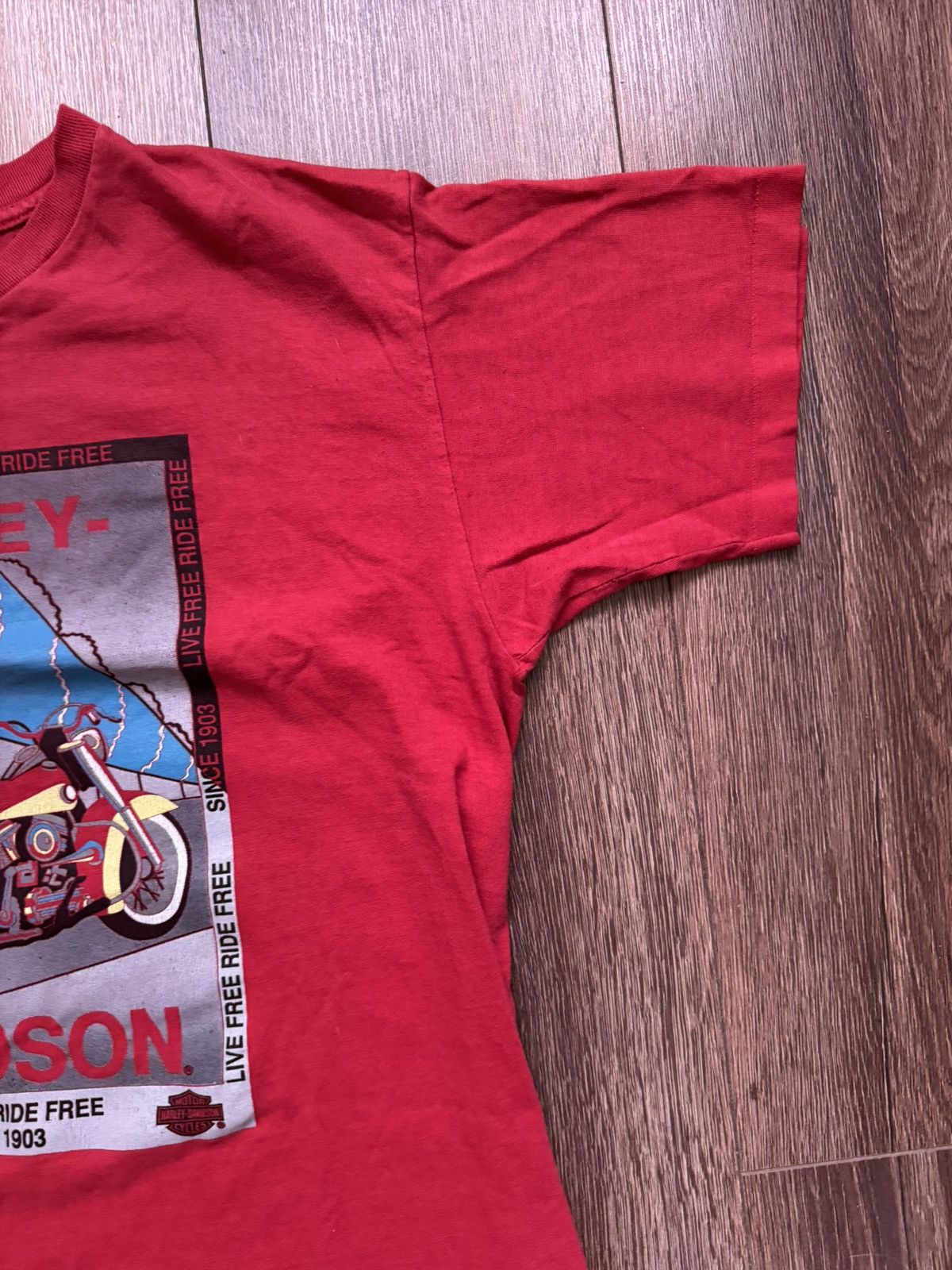 Harley Davidson Vintage Harley Davidson 1991 men’s big logo red t shirt Size US L / EU 52-54 / 3 - 5 Thumbnail