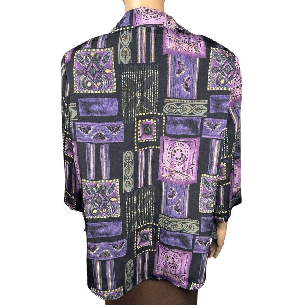 Other Vintage Dress Barn Purple Patchwork Print Shirt With Attach Size XL / US 12-14 / IT 48-50 - 4 Thumbnail