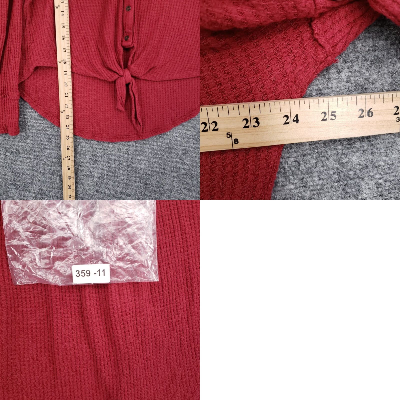 Vintage Knox Rose Shirt Womens XS Button-Up Long Sleeve Waffle Knit Red Floral Pattern Size S / US 4 / IT 40 - 8 Thumbnail