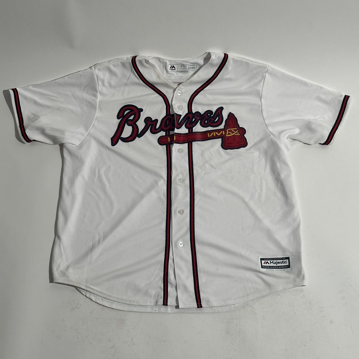 image of Vintage Majestic Atlanta Braves Jersey in White, Men's (Size 2XL)