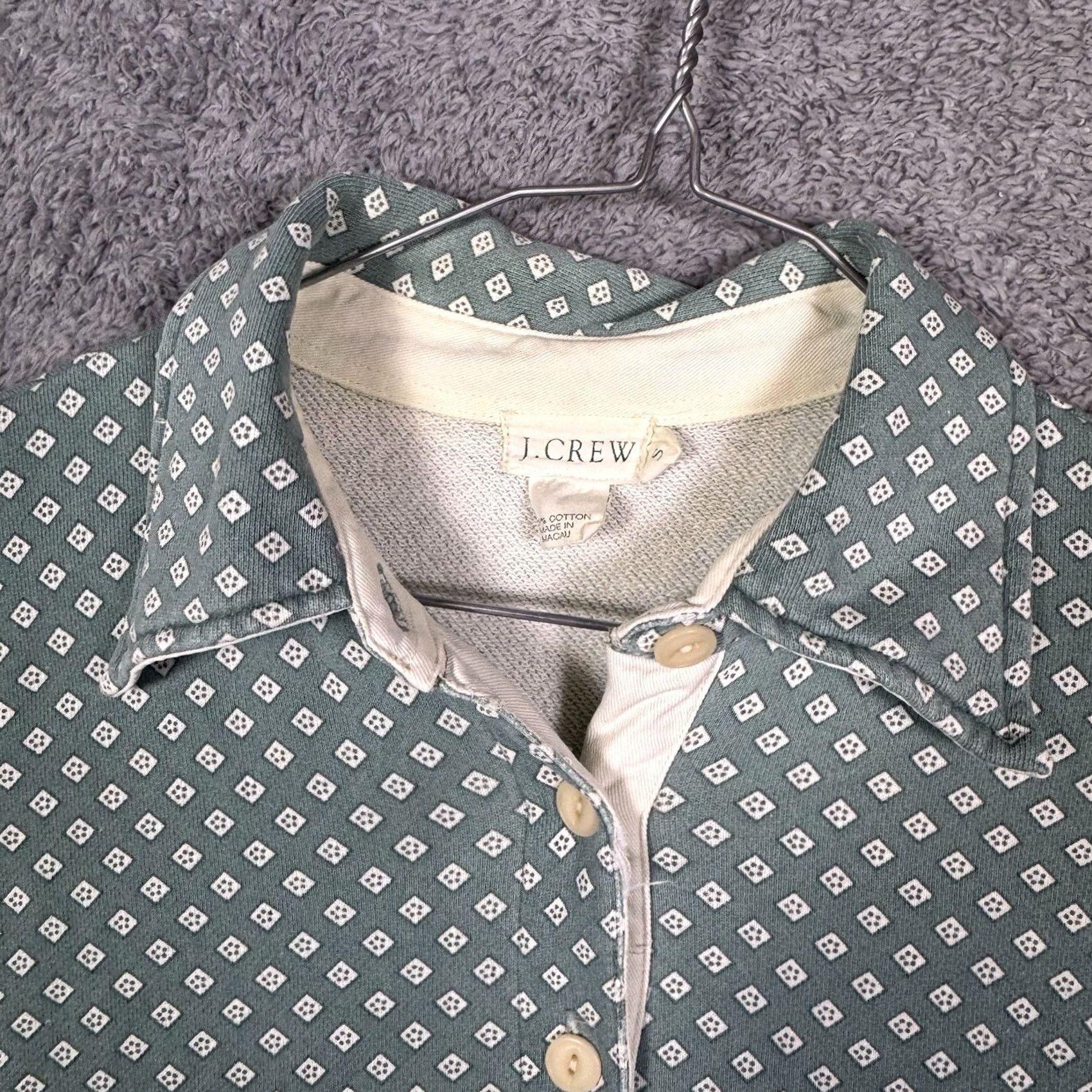 J.Crew VINTAGE J.CREW Sweater Mens S Pullover Knit Wool Cotton Green Rugby All Over Print Geometric - Fall Winter Spring - Mens Size US S / EU 44-46 / 1 - 2 Thumbnail